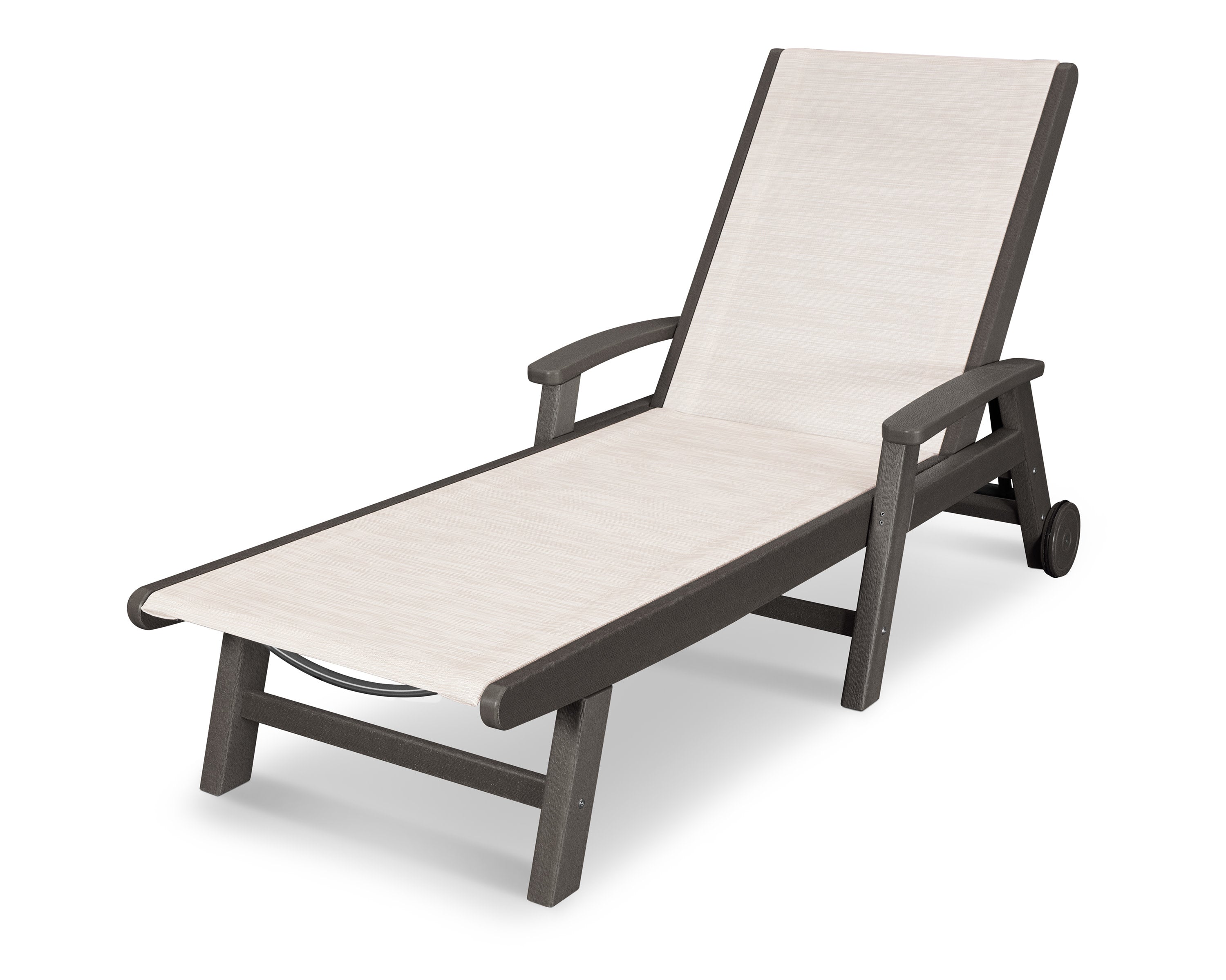 Coastal Chaise with Wheels in Vintage Coffee / Parchment Sling