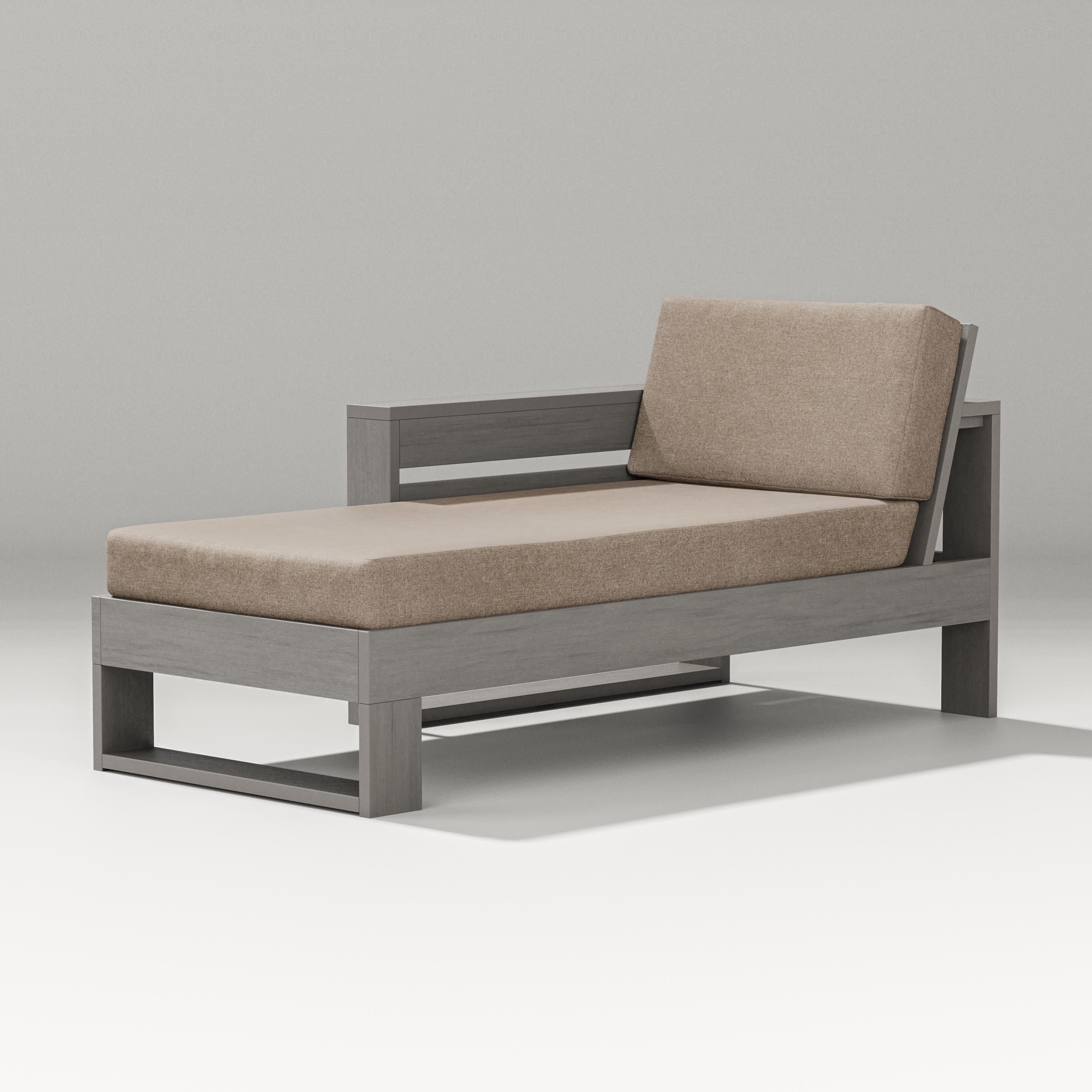Latitude Modular Left Arm Chaise in Driftwood / Spiced Burlap