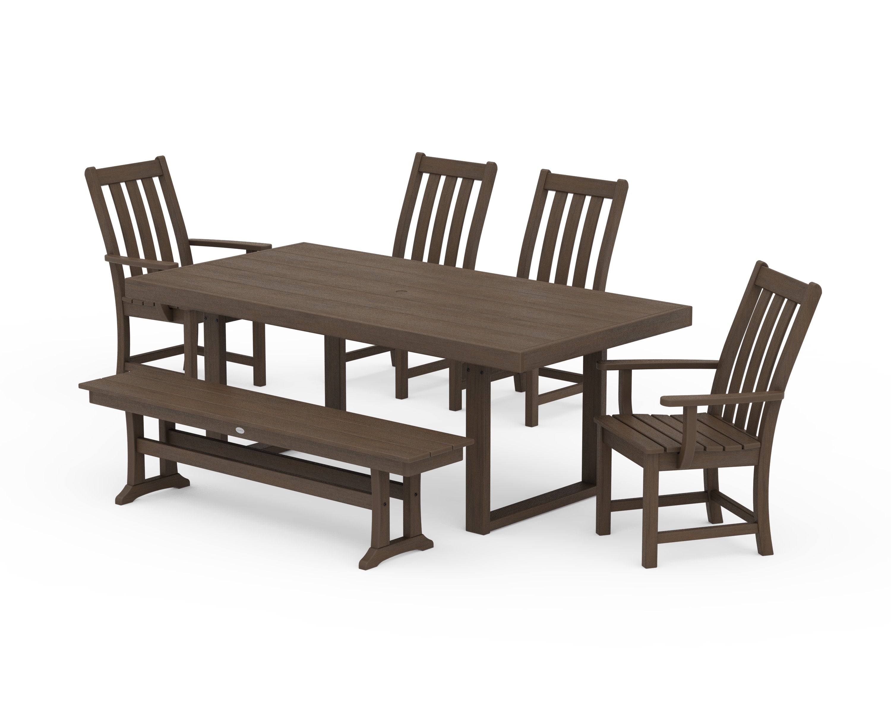 Vineyard 6-Piece Dining Set with Bench in Kona