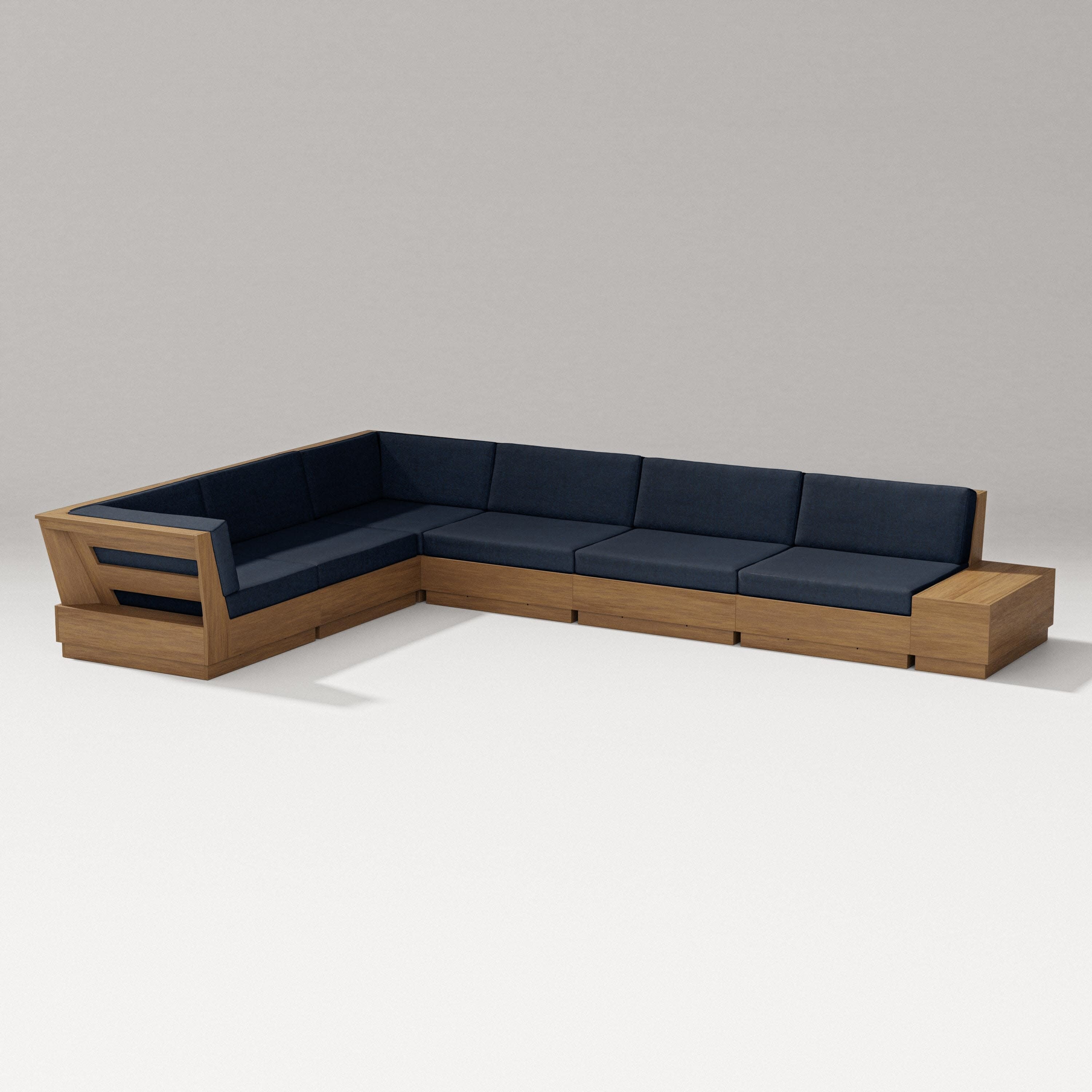 Elevate 7-Piece Corner Sectional in Natural / Marine Indigo