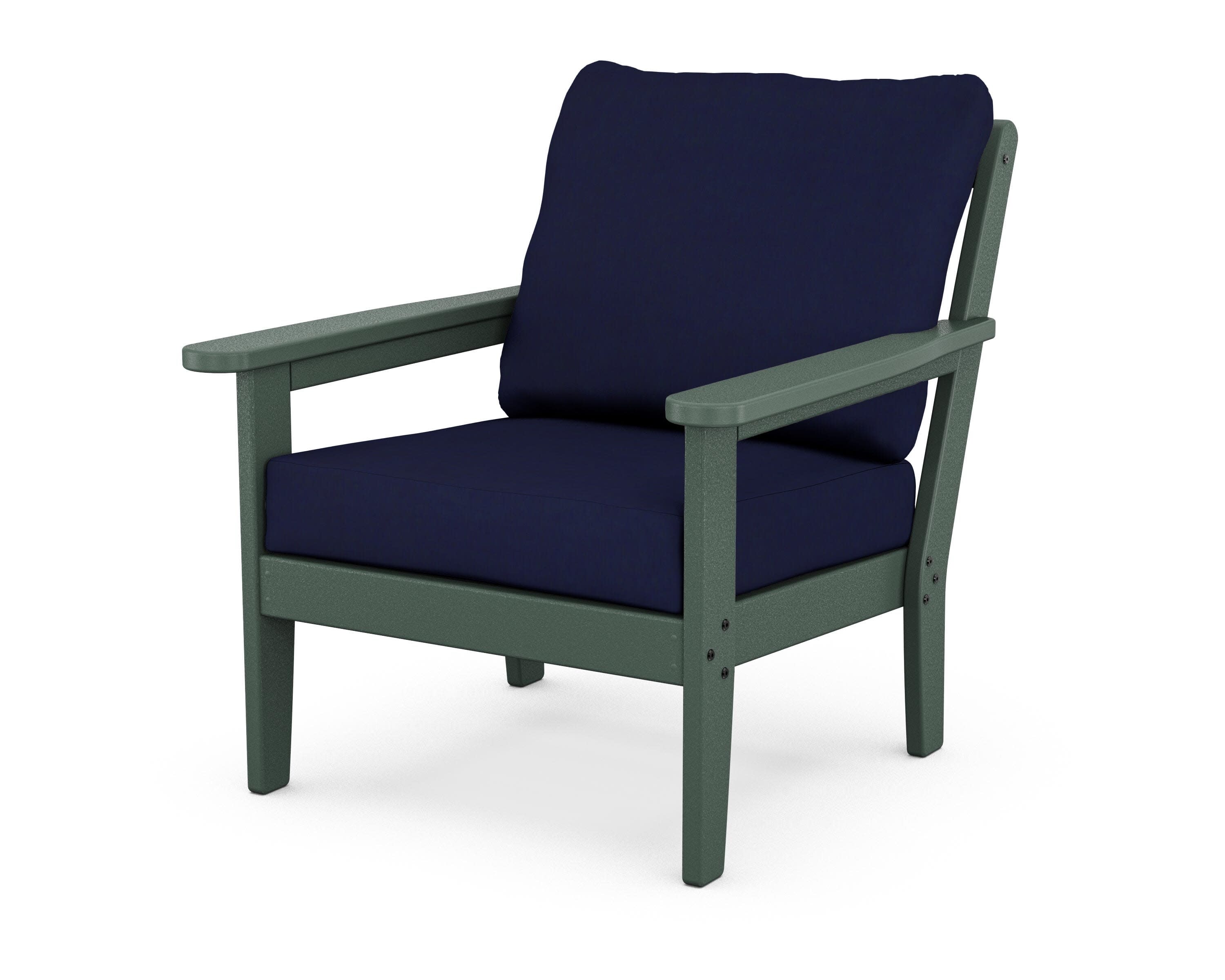 Cottage Deep Seating Chair in Green / Navy