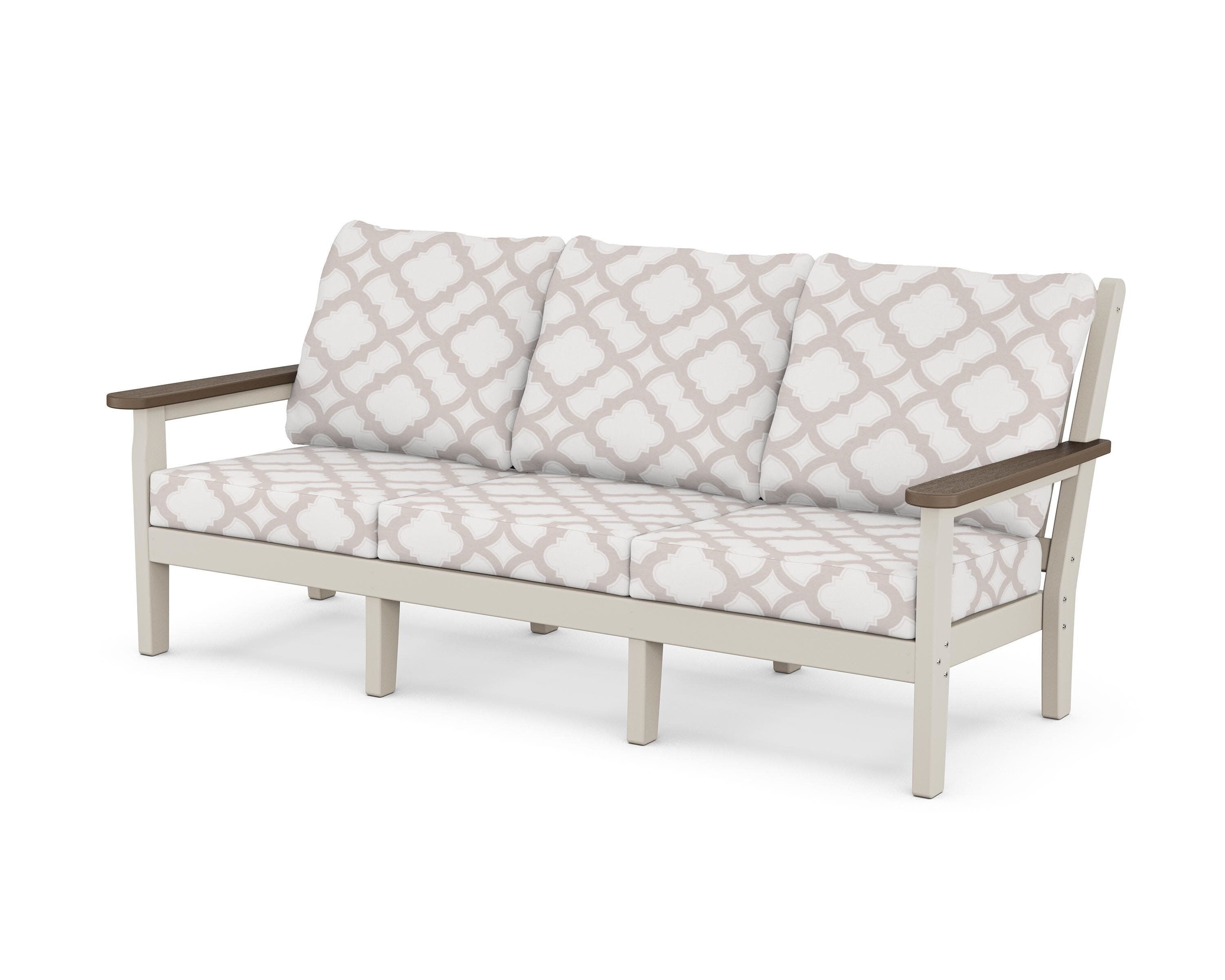 Chippendale Deep Seating Sofa in Sand / Kona / Trellis Dune Burlap