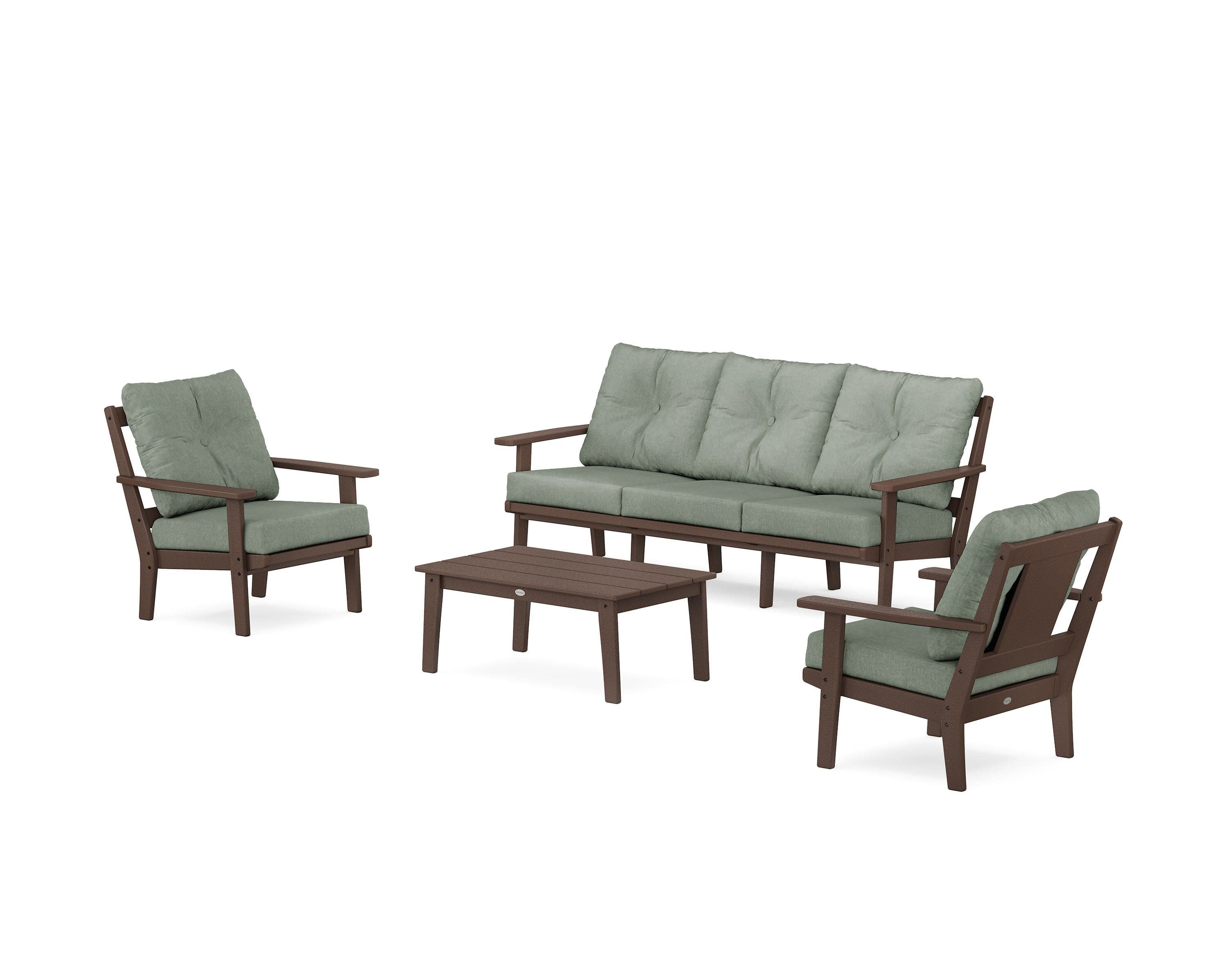 Prairie 4-Piece Deep Seating Set with Sofa in Mahogany / Cast Sage