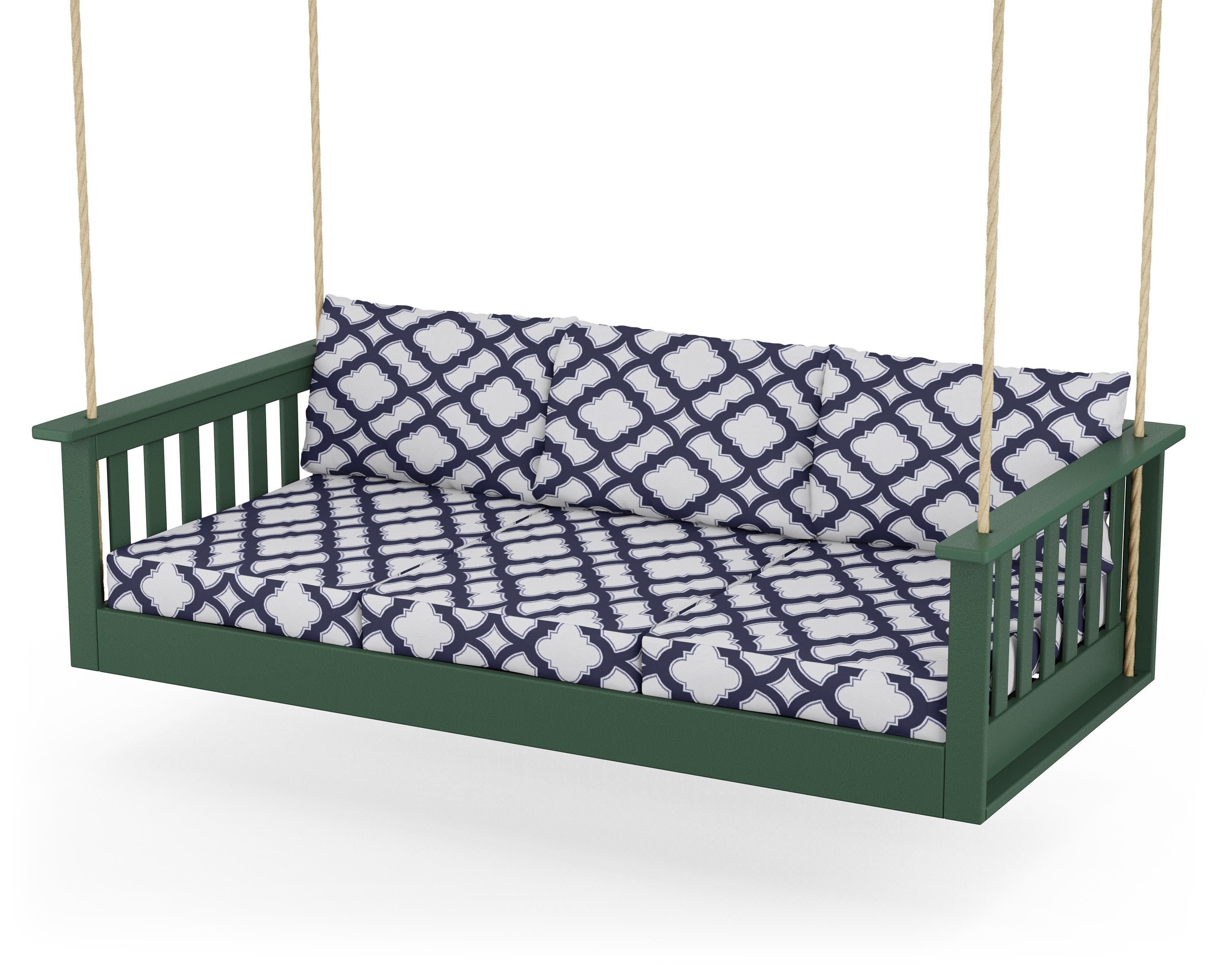 Vineyard Daybed Swing in Green / Trellis Navy