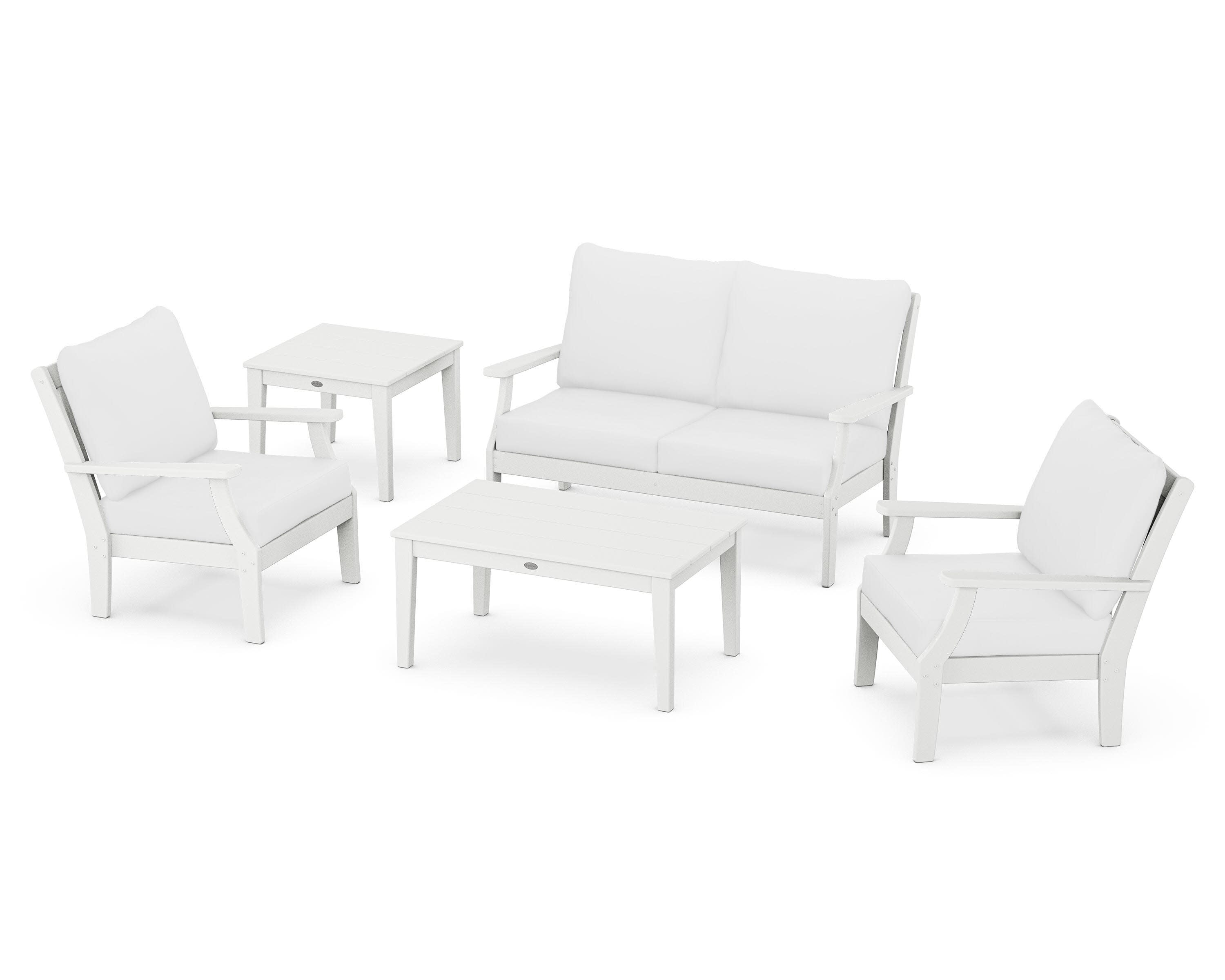 Braxton 5-Piece Deep Seating Set in White / Natural