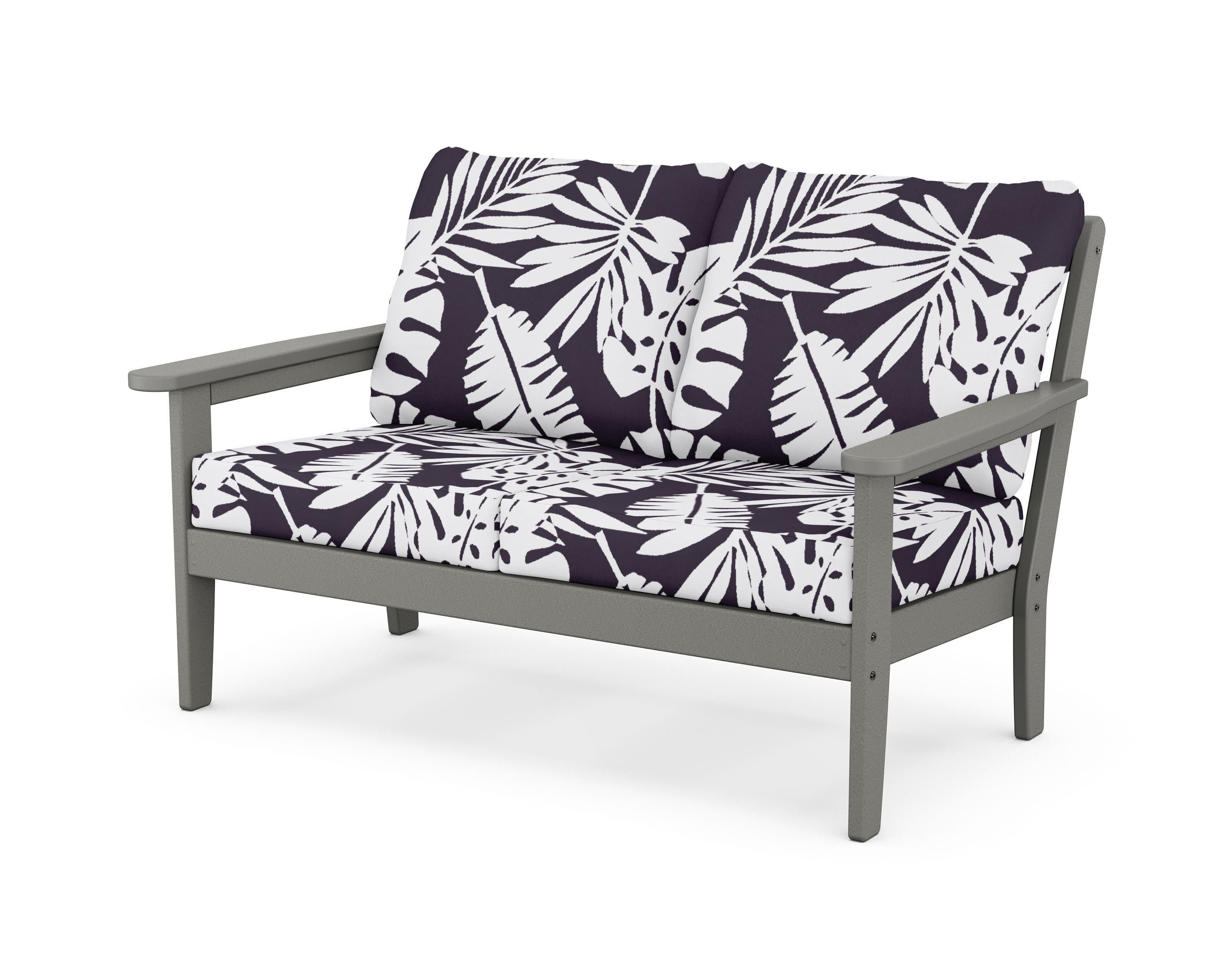 Cottage Deep Seating Loveseat in Slate Grey / Leaf Navy