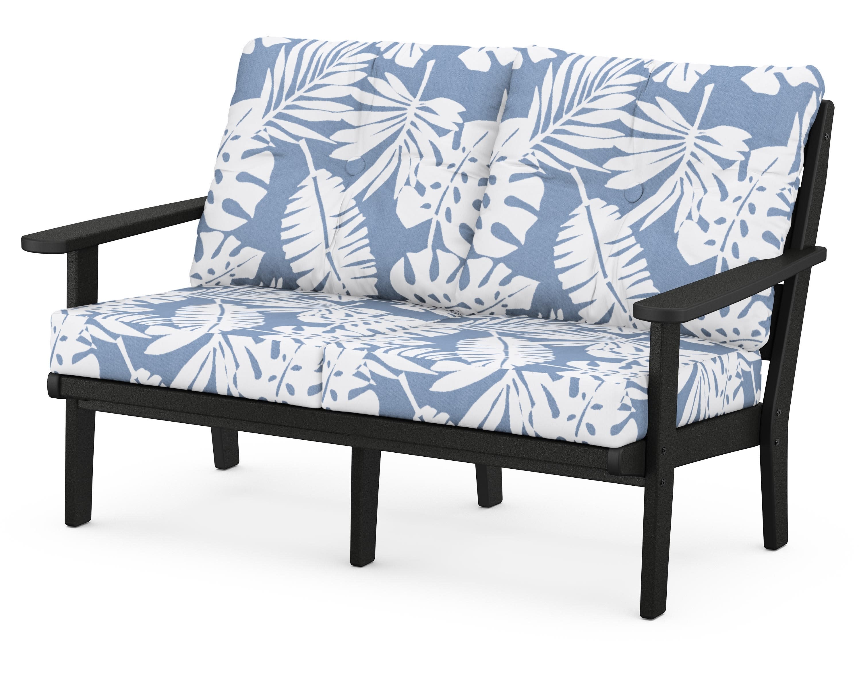 Lakeside Deep Seating Loveseat in Black / Leaf Sky Blue