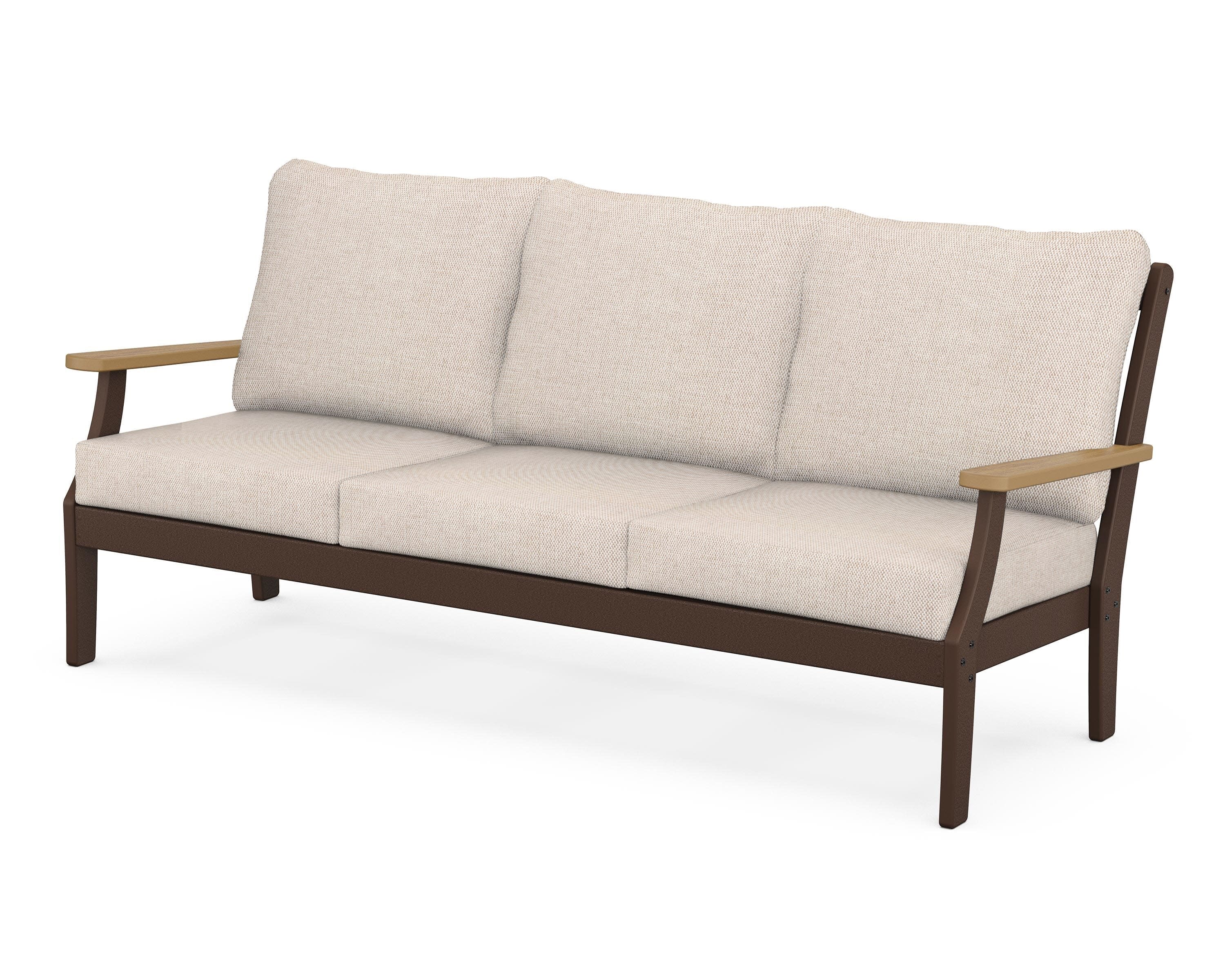 Braxton Deep Seating Sofa in Mahogany / Natural / Blend Linen