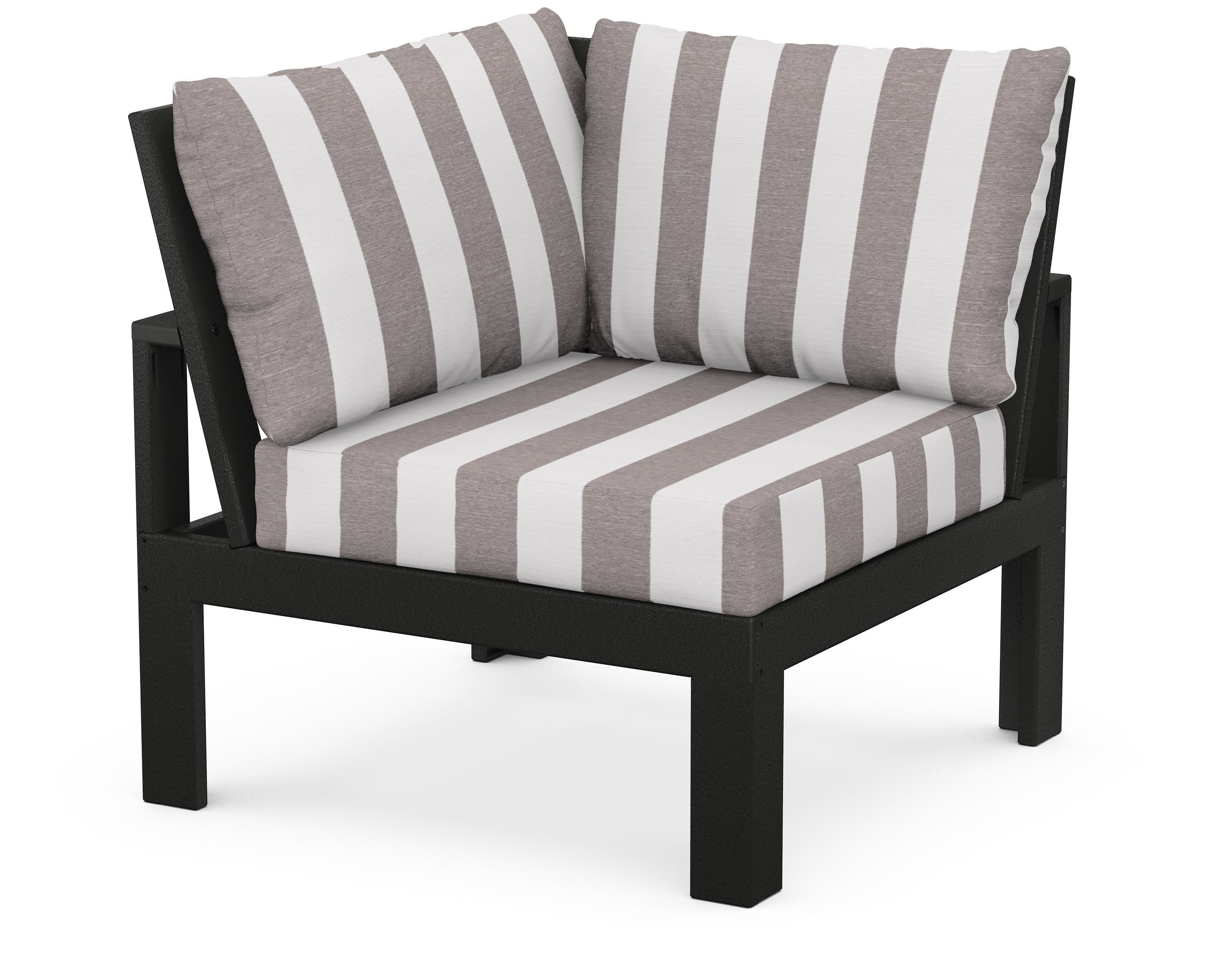 Modular Corner Chair in Black / Cabana Stripe Grey Mist