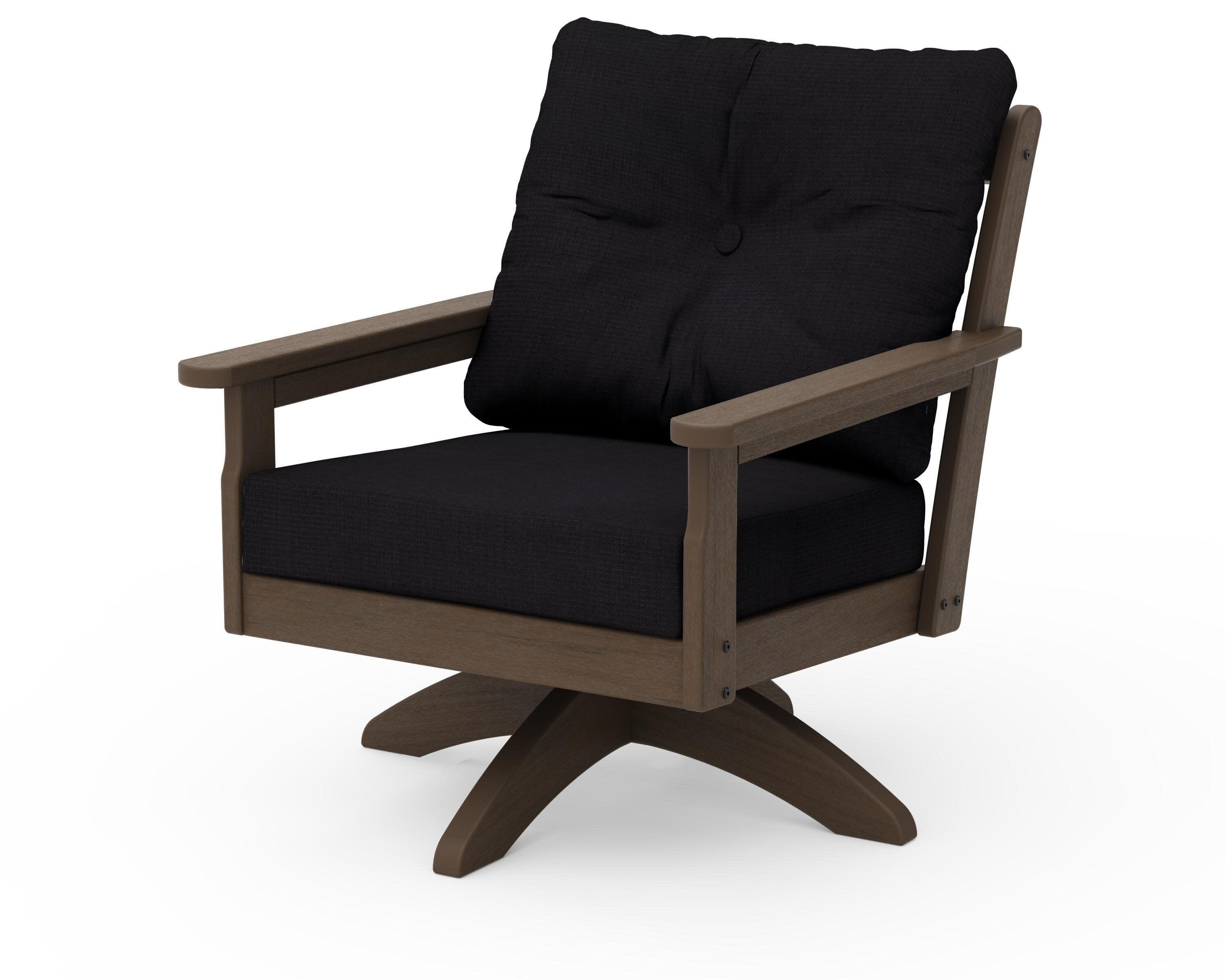 Vineyard Deep Seating Swivel Chair in Kona / Midnight Linen