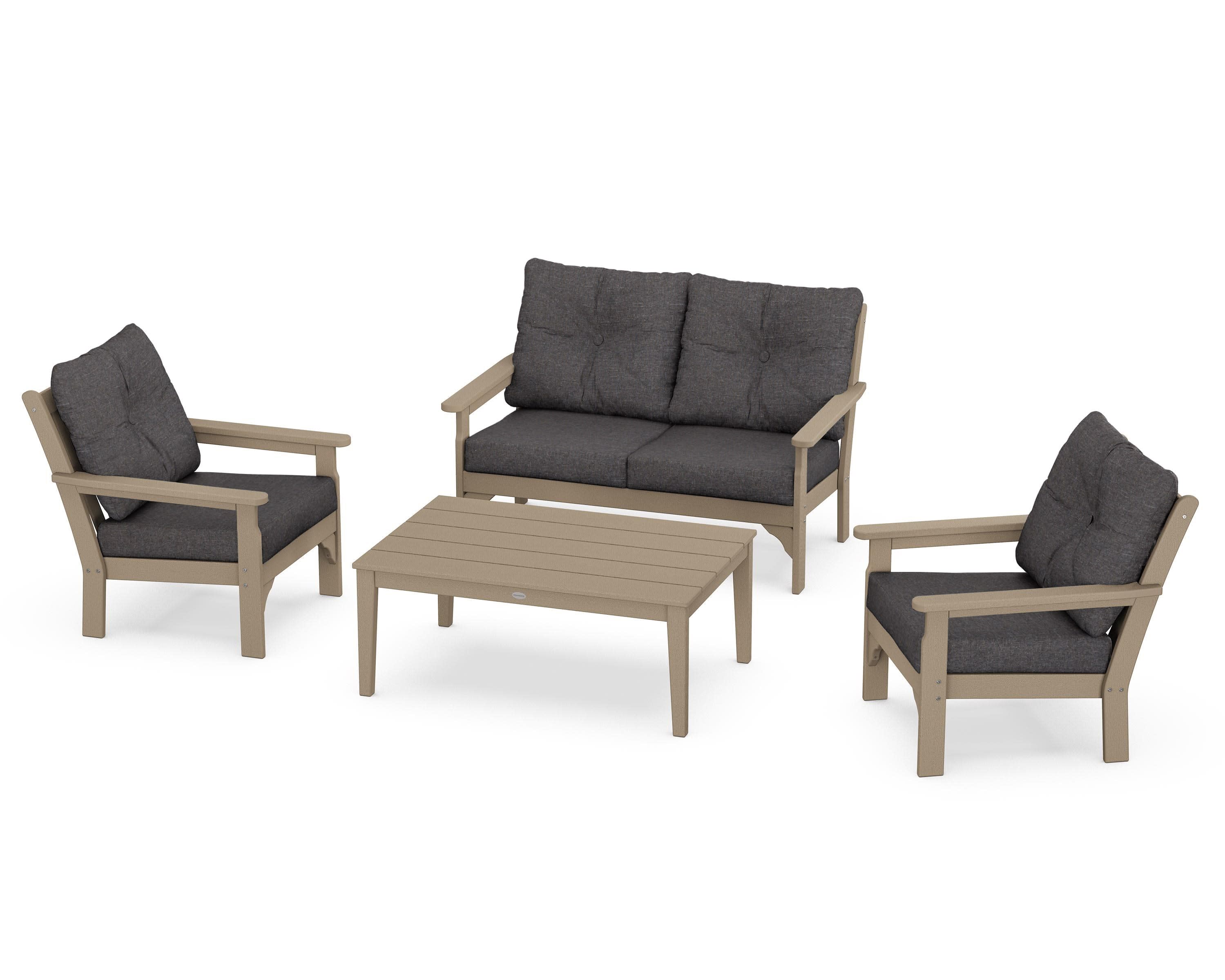 Vineyard 4-Piece Deep Seating Set in Vintage Sahara / Ash Charcoal