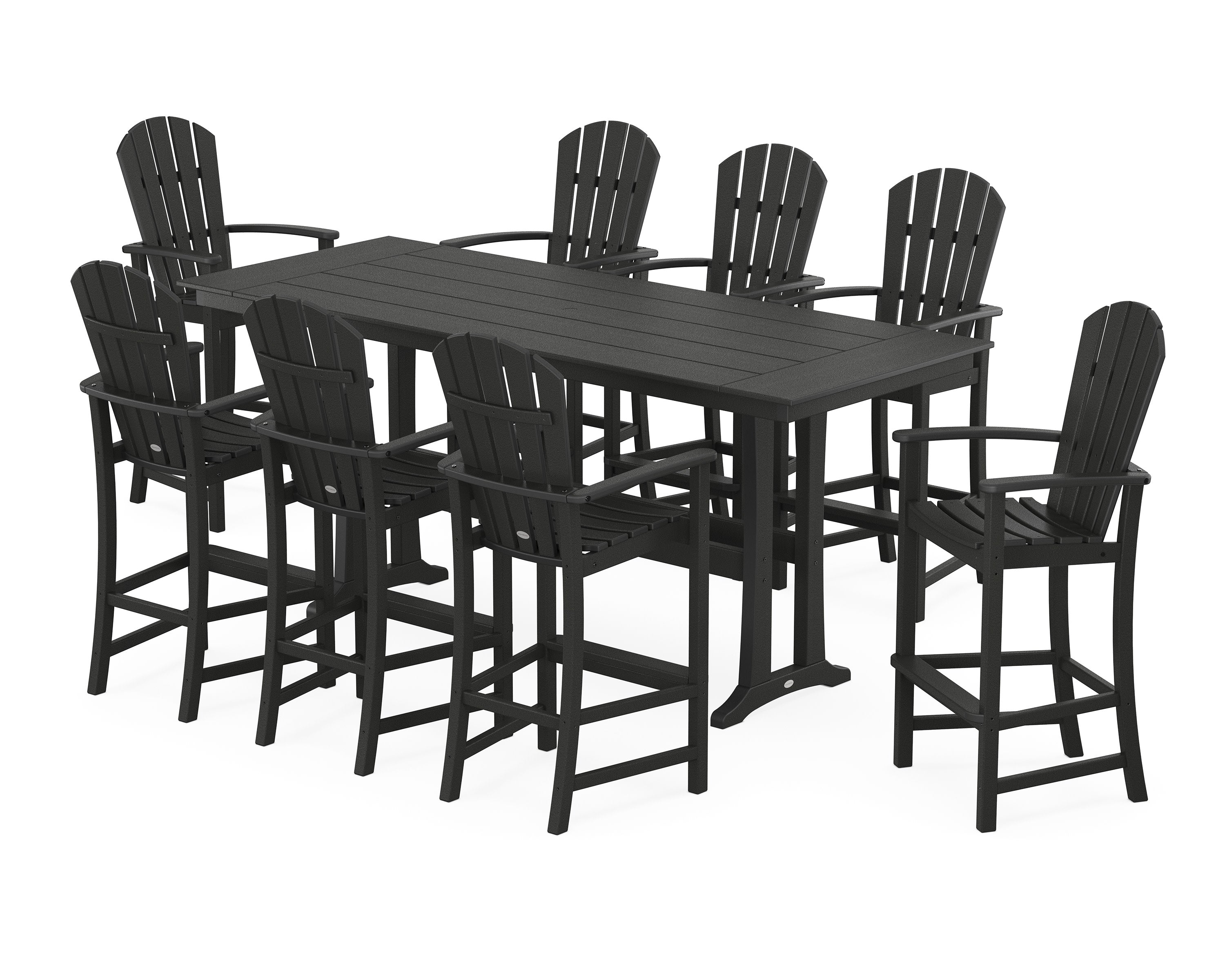Palm Coast 9-Piece Farmhouse Bar Set with Trestle Legs in Black