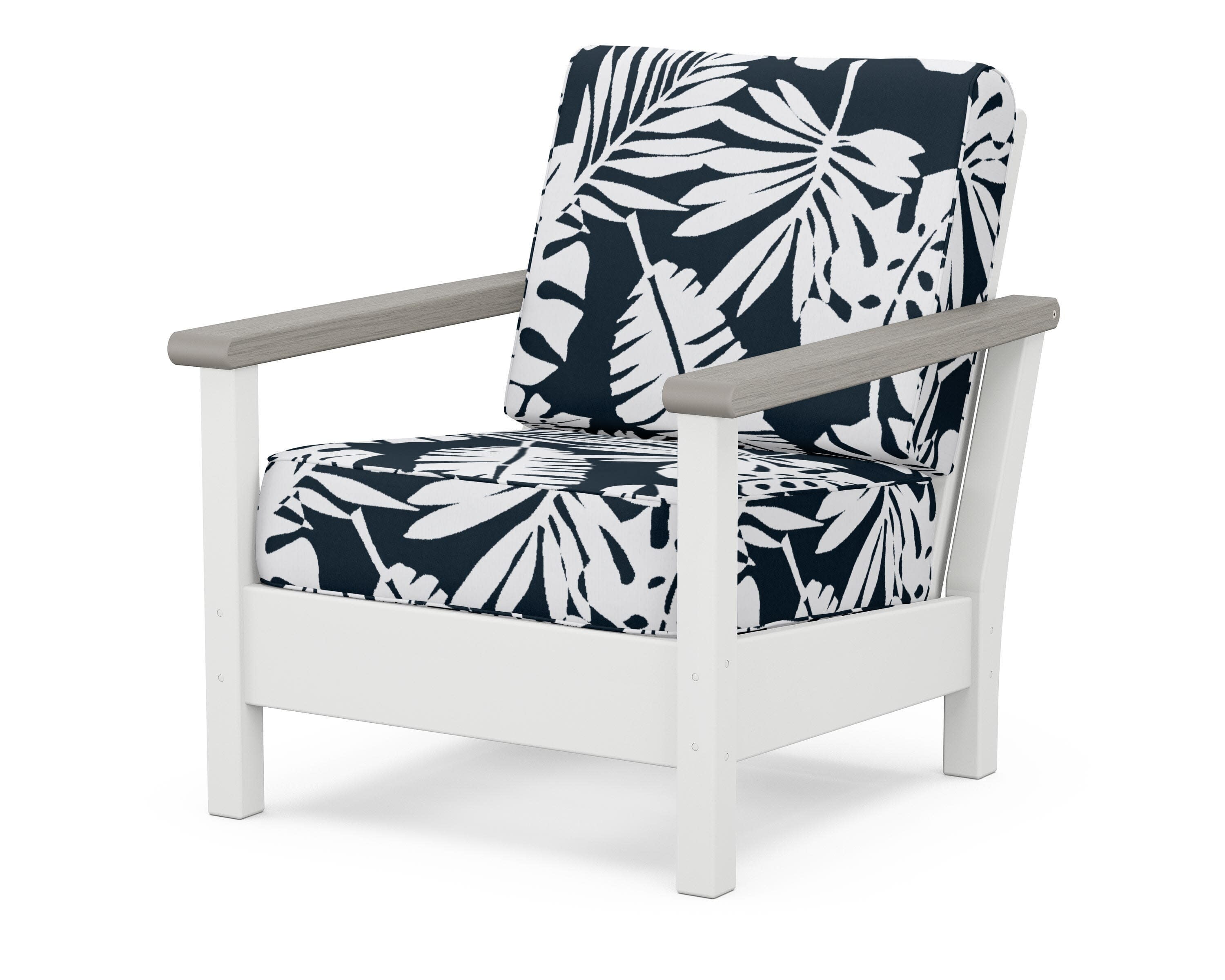 Harbour Deep Seating Chair in White / Driftwood / Leaf Marine Indigo