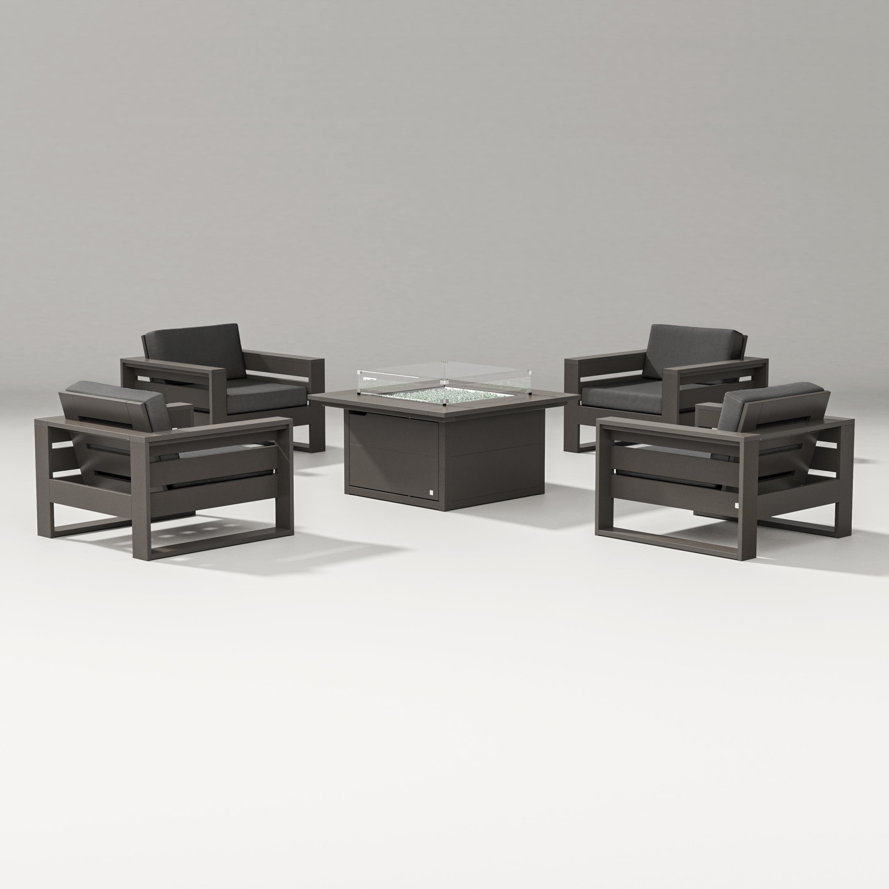 Latitude 5-Piece Lounge Fire Table Set in Vintage Coffee / Spectrum Carbon