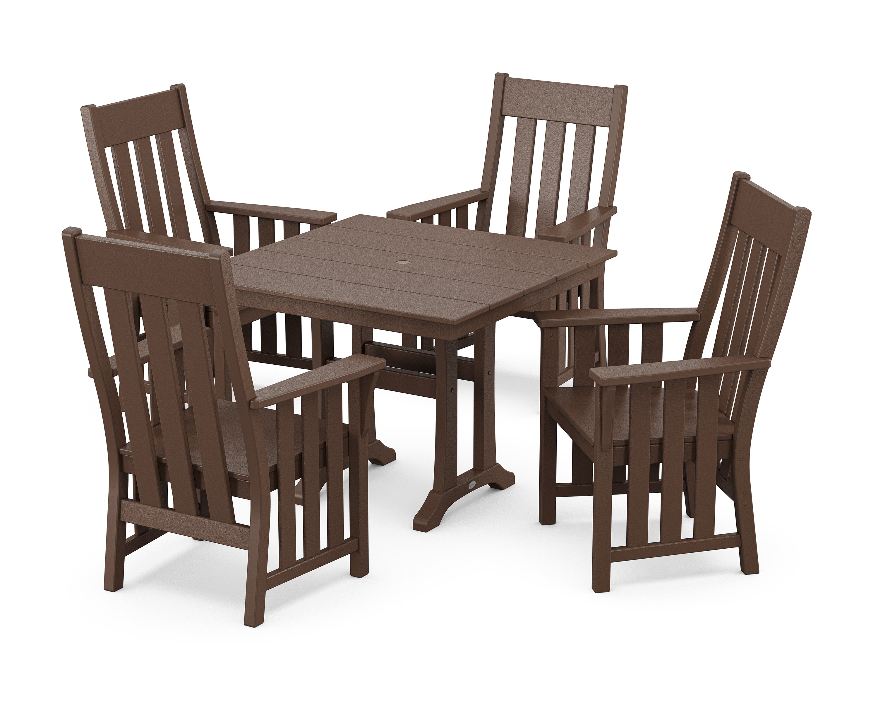 Acadia 5-Piece Farmhouse Dining Set with Trestle Legs in Mahogany