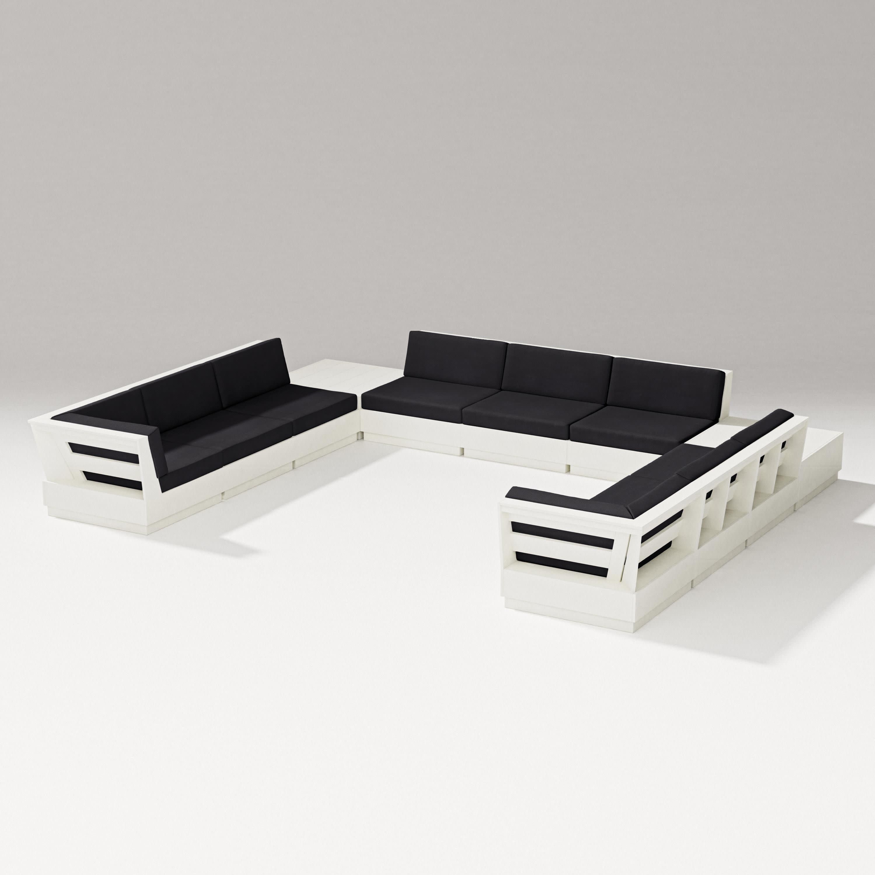Elevate 11-Piece U-Shaped Sofa Sectional in Vintage White / Midnight Linen