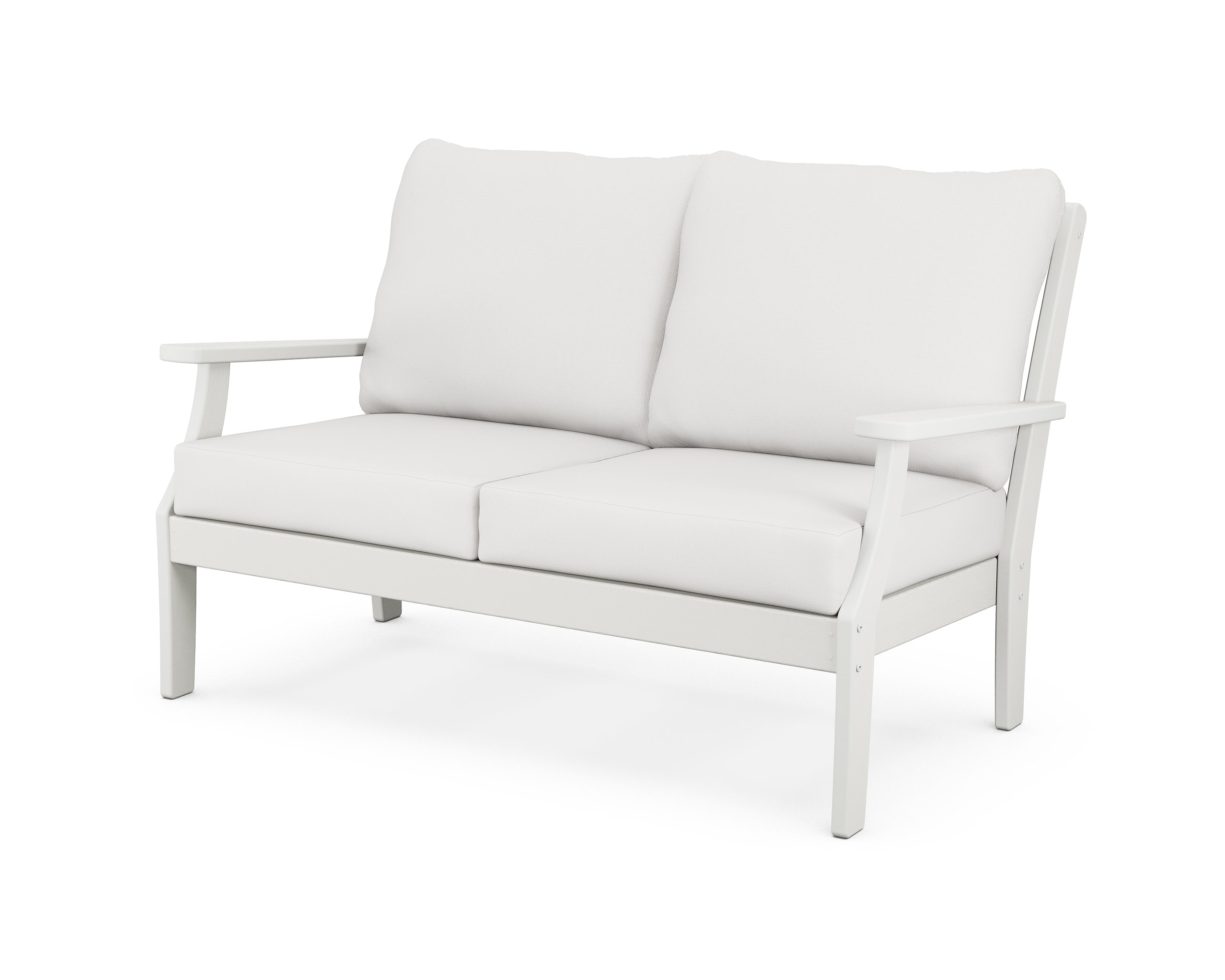 Braxton Deep Seating Loveseat in Vintage White / Natural Linen