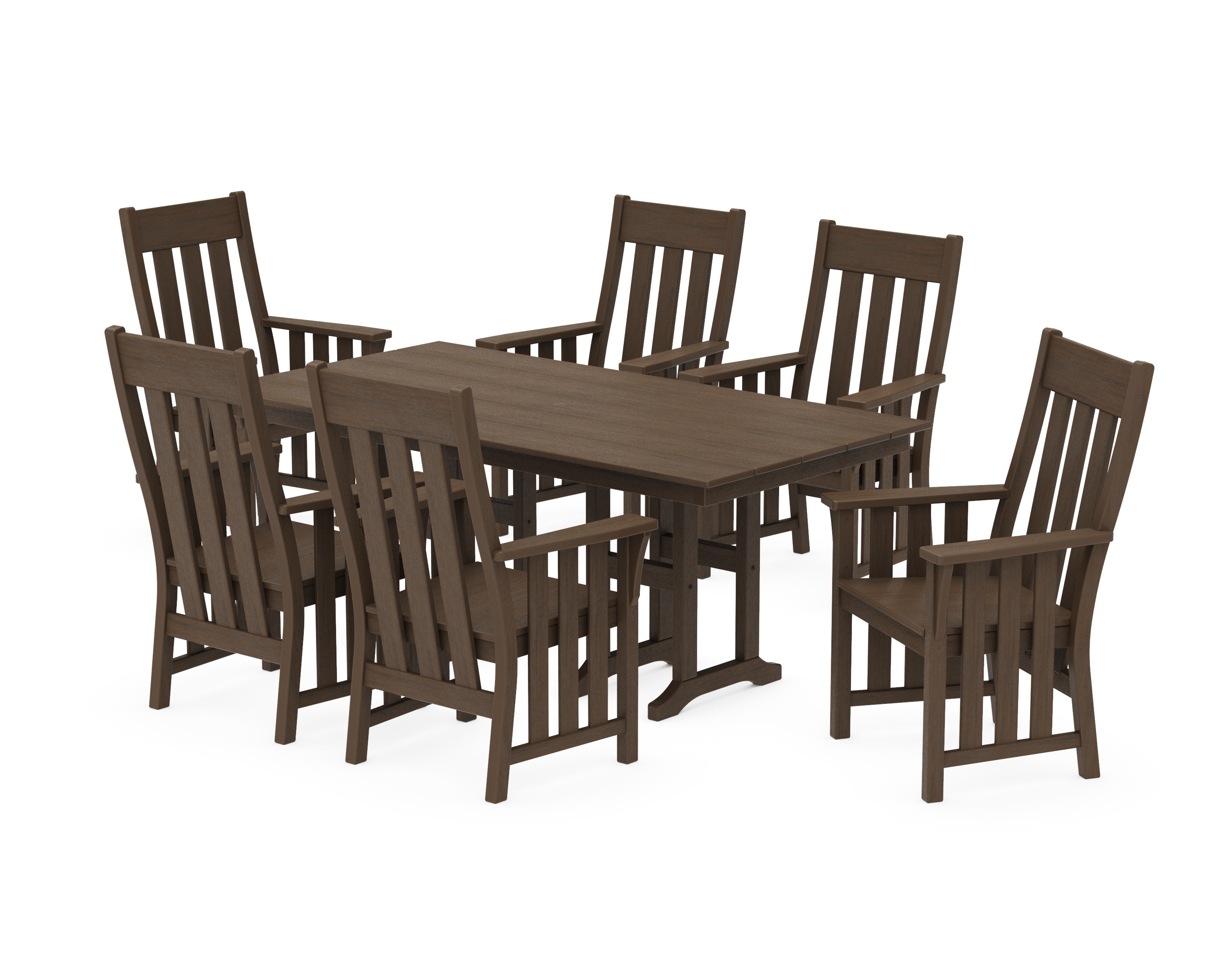 Acadia Arm Chair 7-Piece Farmhouse Dining Set in Kona