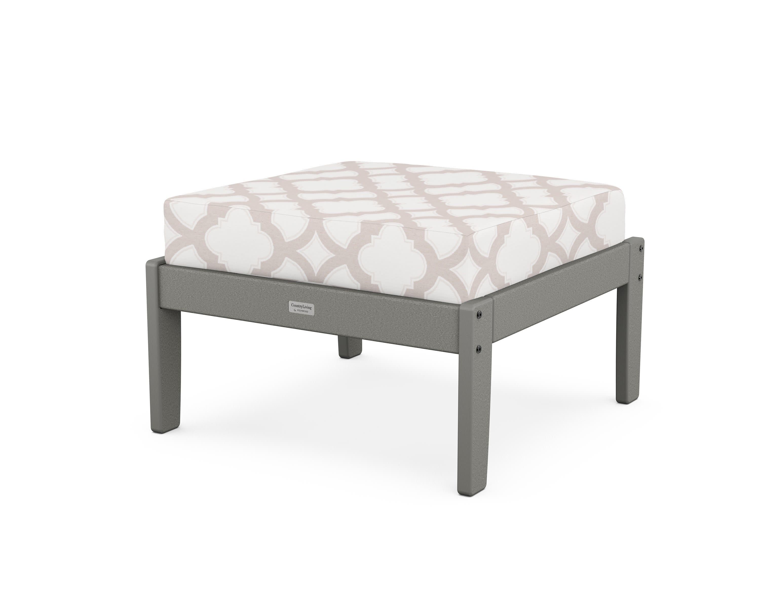 Cottage Deep Seating Ottoman in Slate Grey / Trellis Dune Burlap