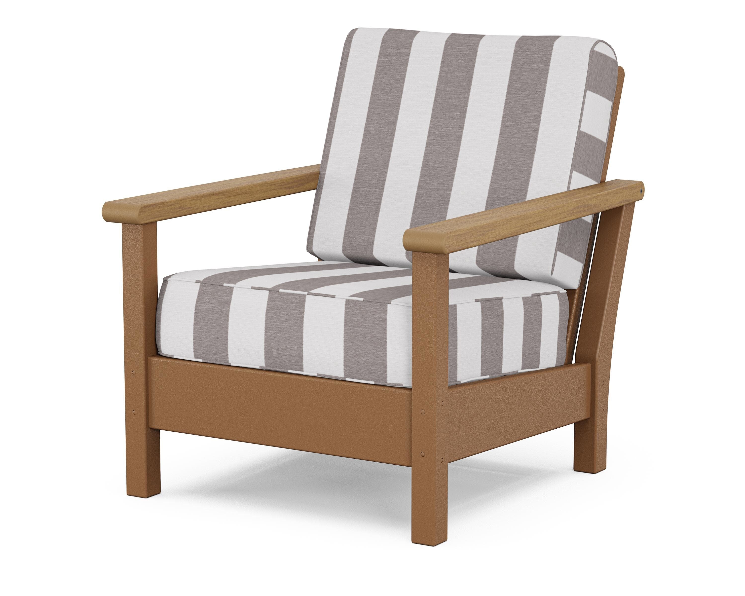 Harbour Deep Seating Chair in Teak / Natural / Cabana Stripe Grey Mist