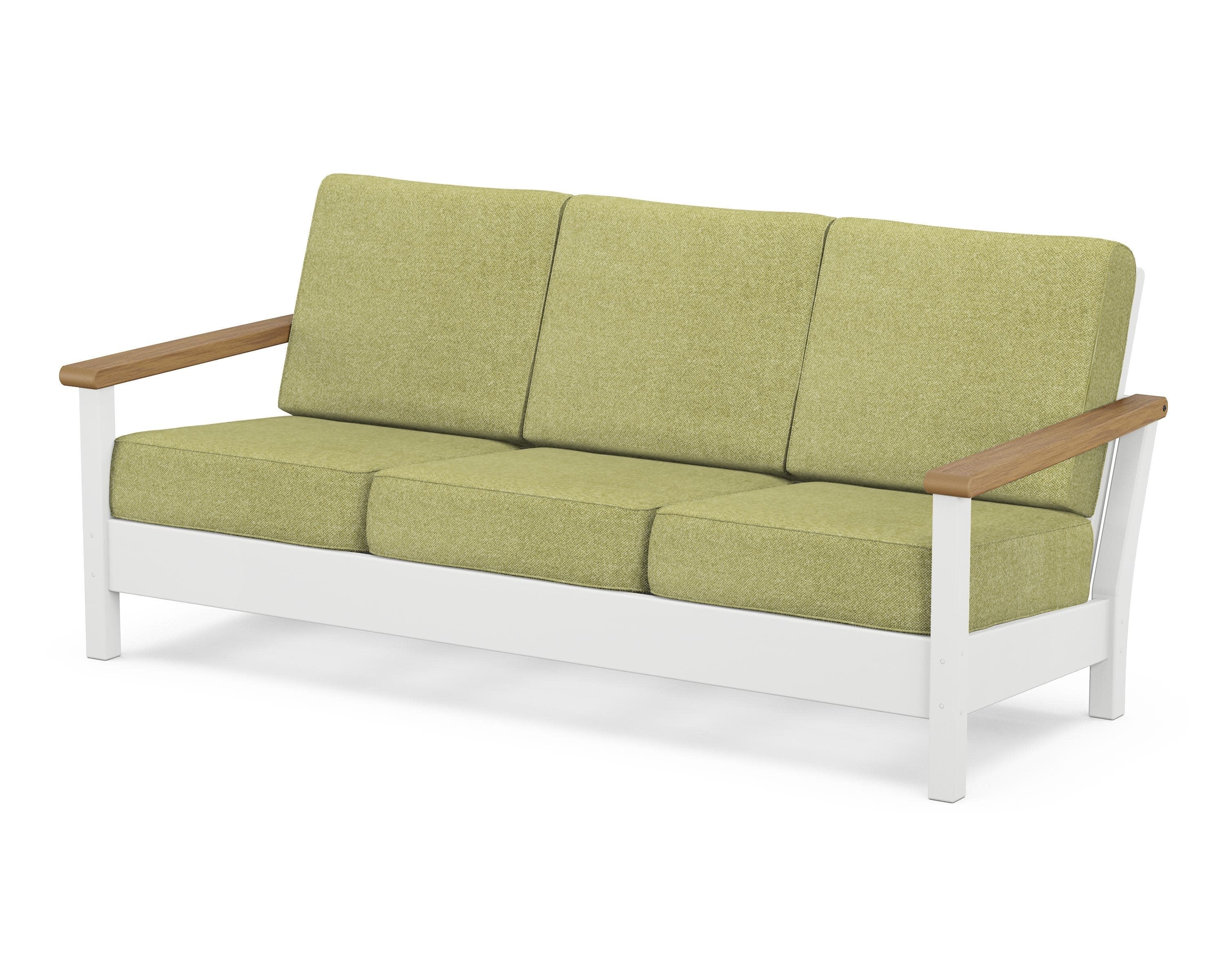 Harbour Deep Seating Sofa in White / Natural / Chartreuse Boucle