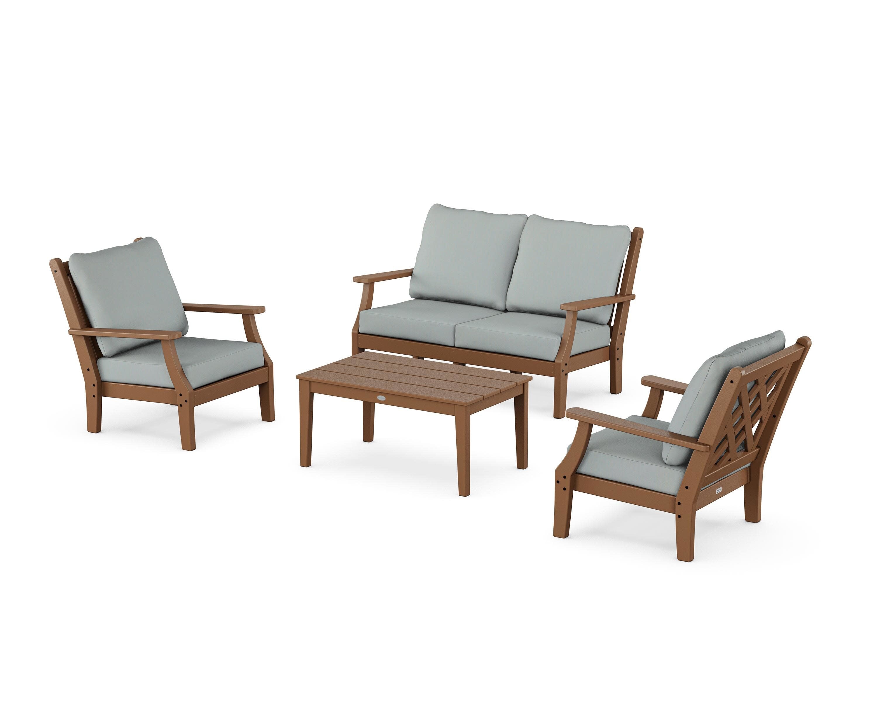 Wovendale 4-Piece Deep Seating Set with Loveseat in Teak / Spa