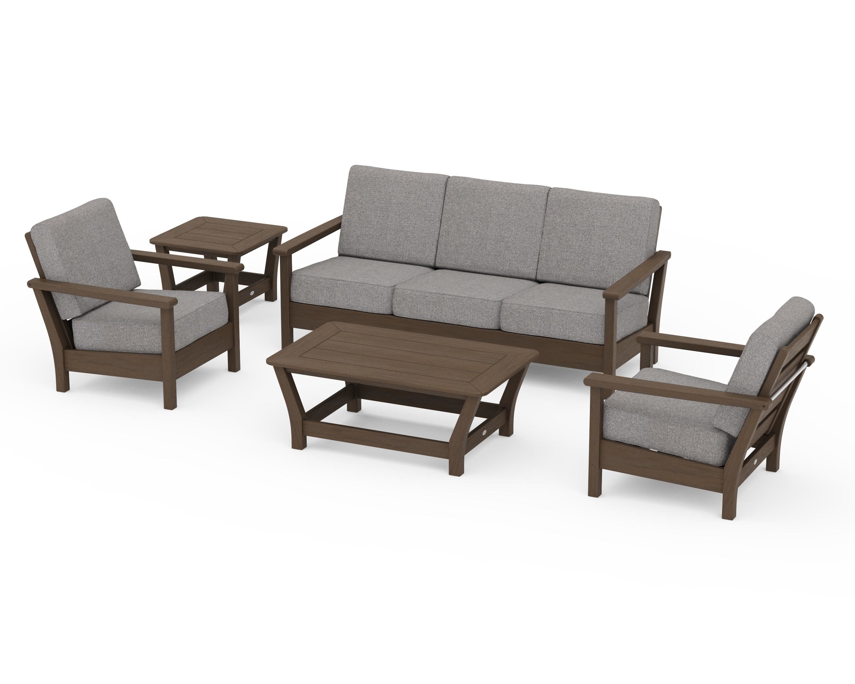 Harbour 5-Piece Deep Seating Set in Kona / Grey Mist