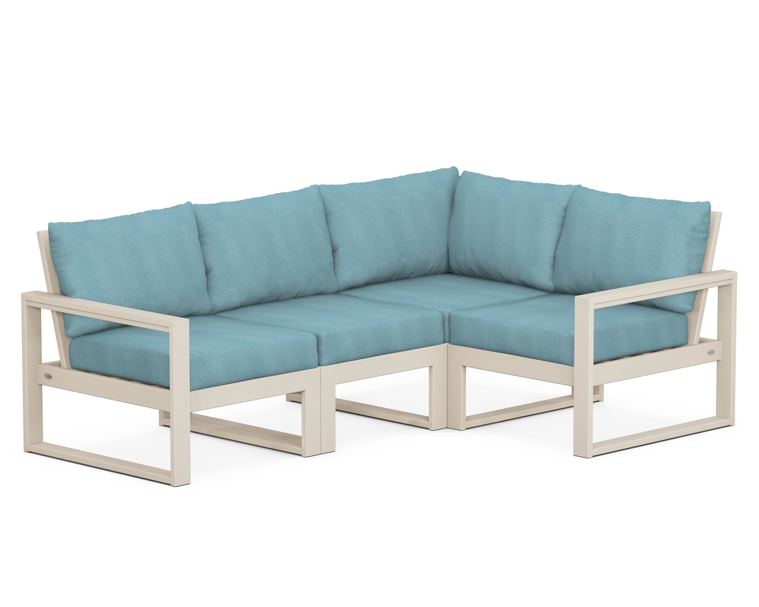 EDGE 4-Piece Modular Deep Seating Set in Sand / Lattice Sky Blue