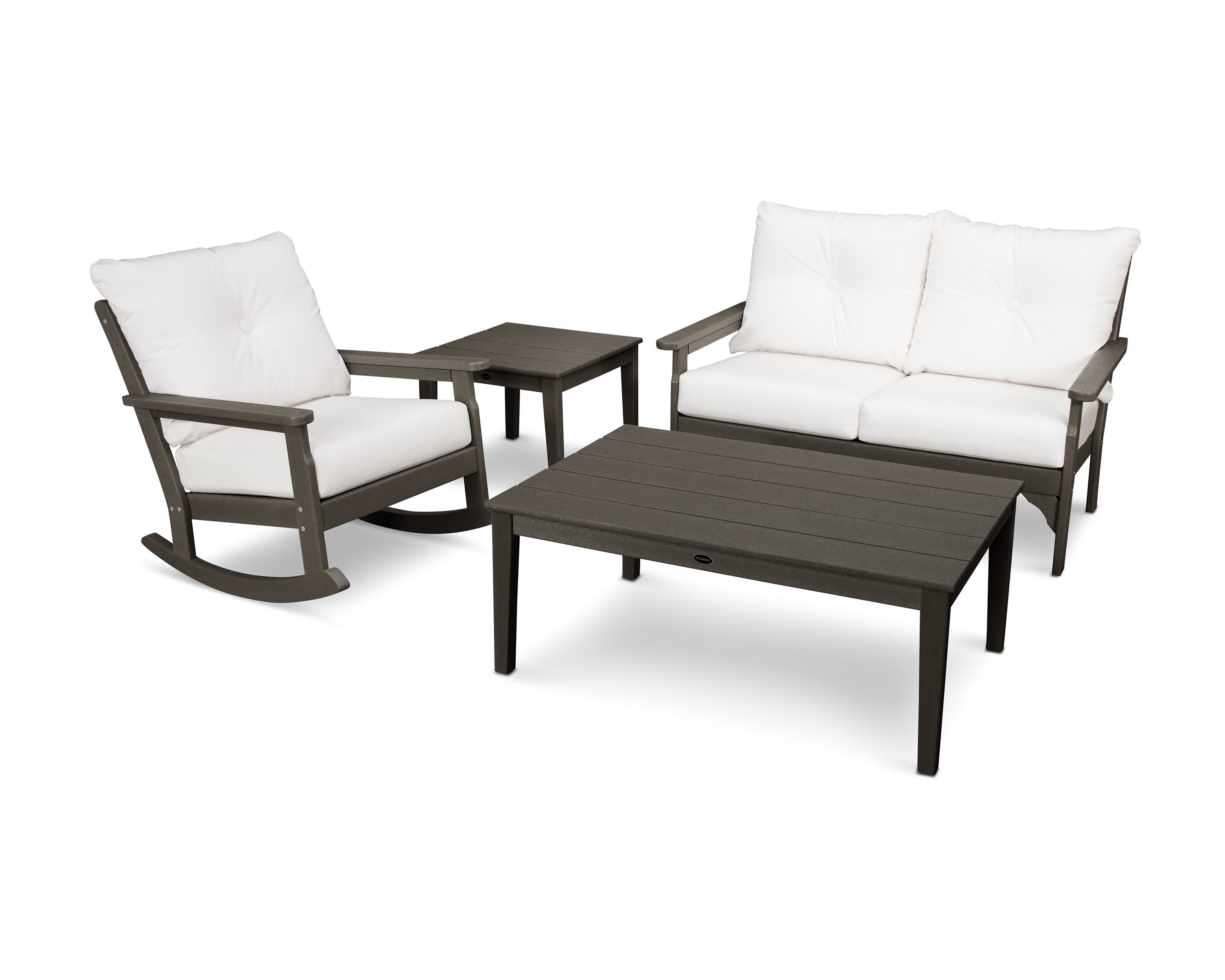 Vineyard 4-Piece Deep Seating Rocker Set in Vintage Coffee / Natural