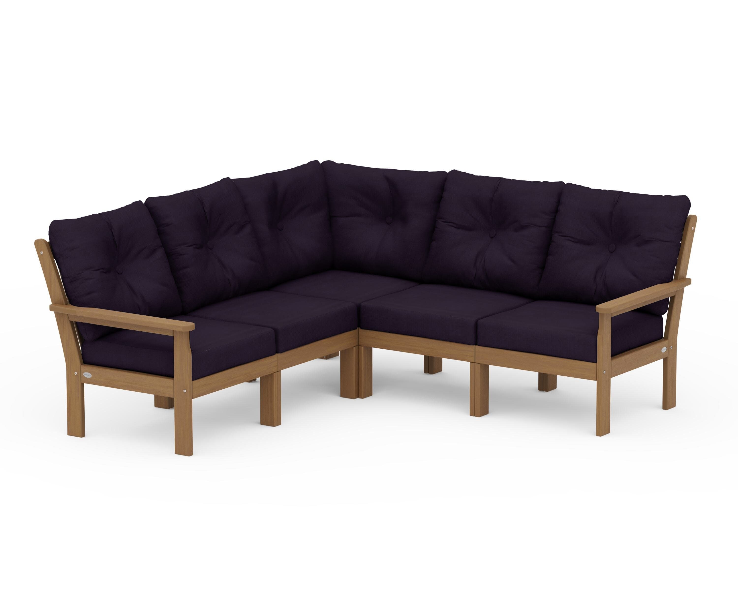 Vineyard 5-Piece Sectional in Natural / Navy Linen