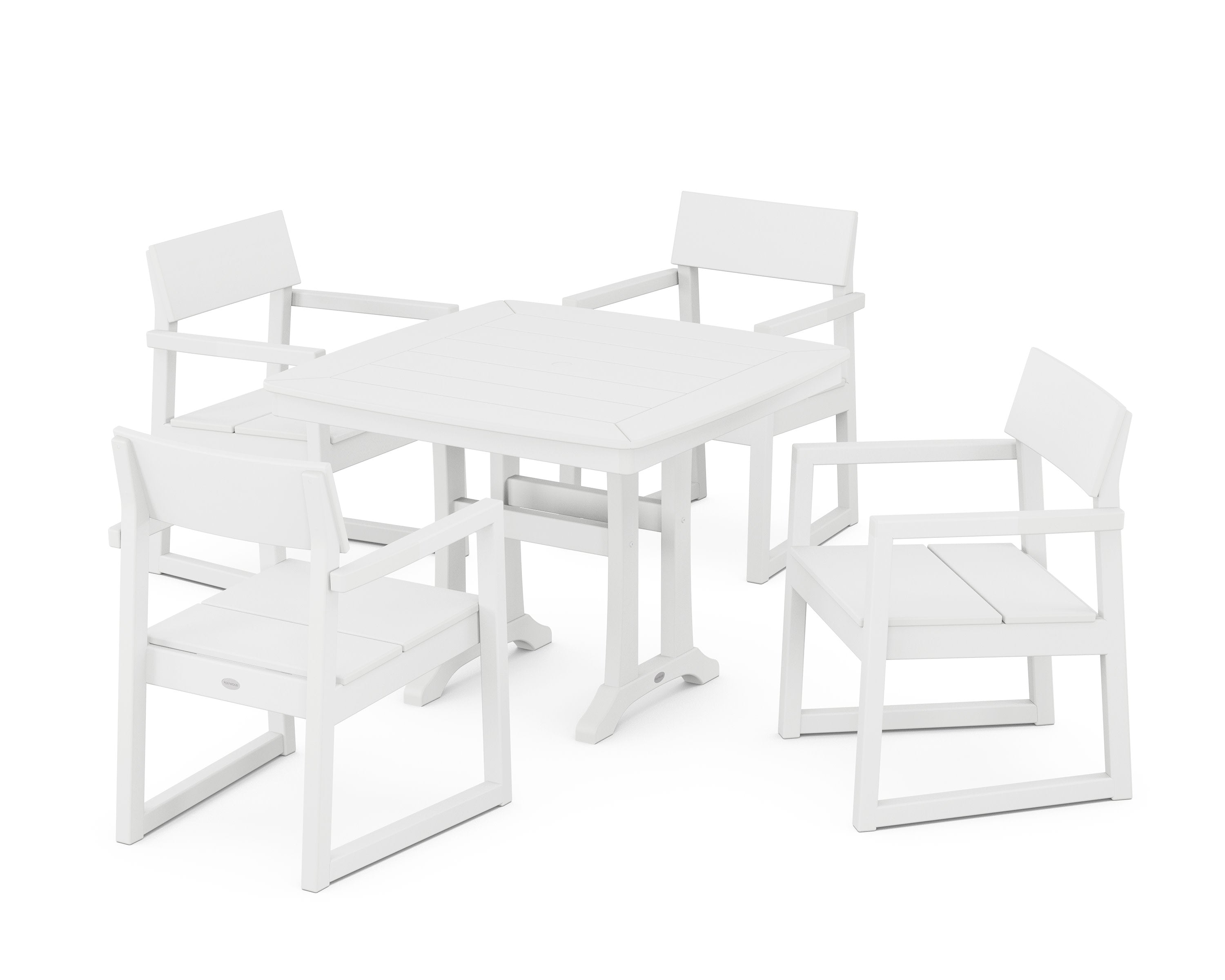 EDGE 5-Piece Dining Set with Trestle Legs in White
