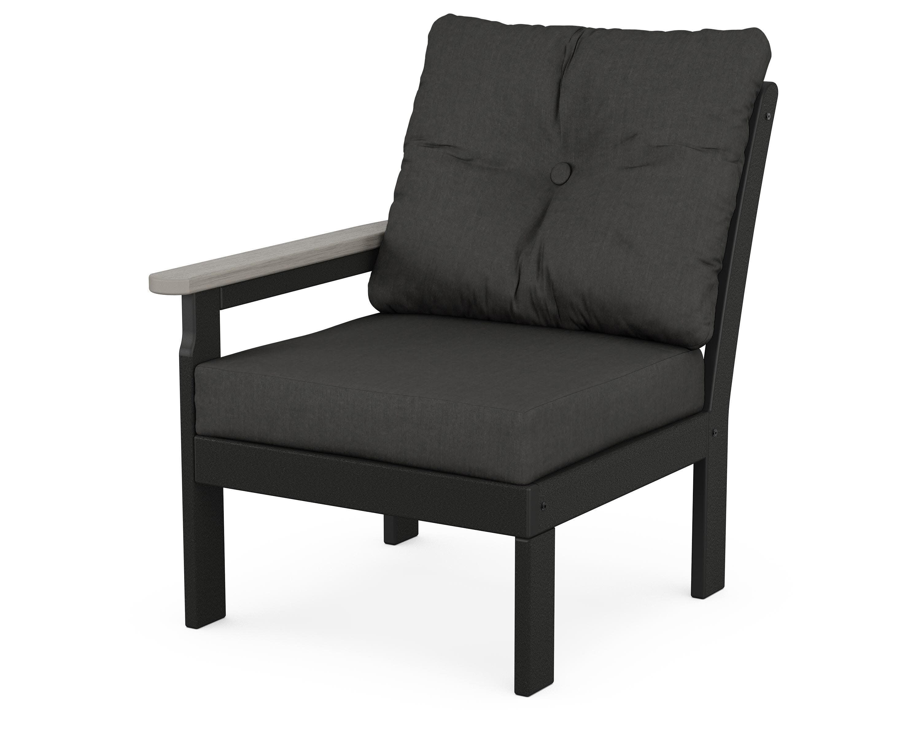 Vineyard Modular Left Arm Chair in Black / Driftwood / Spectrum Carbon