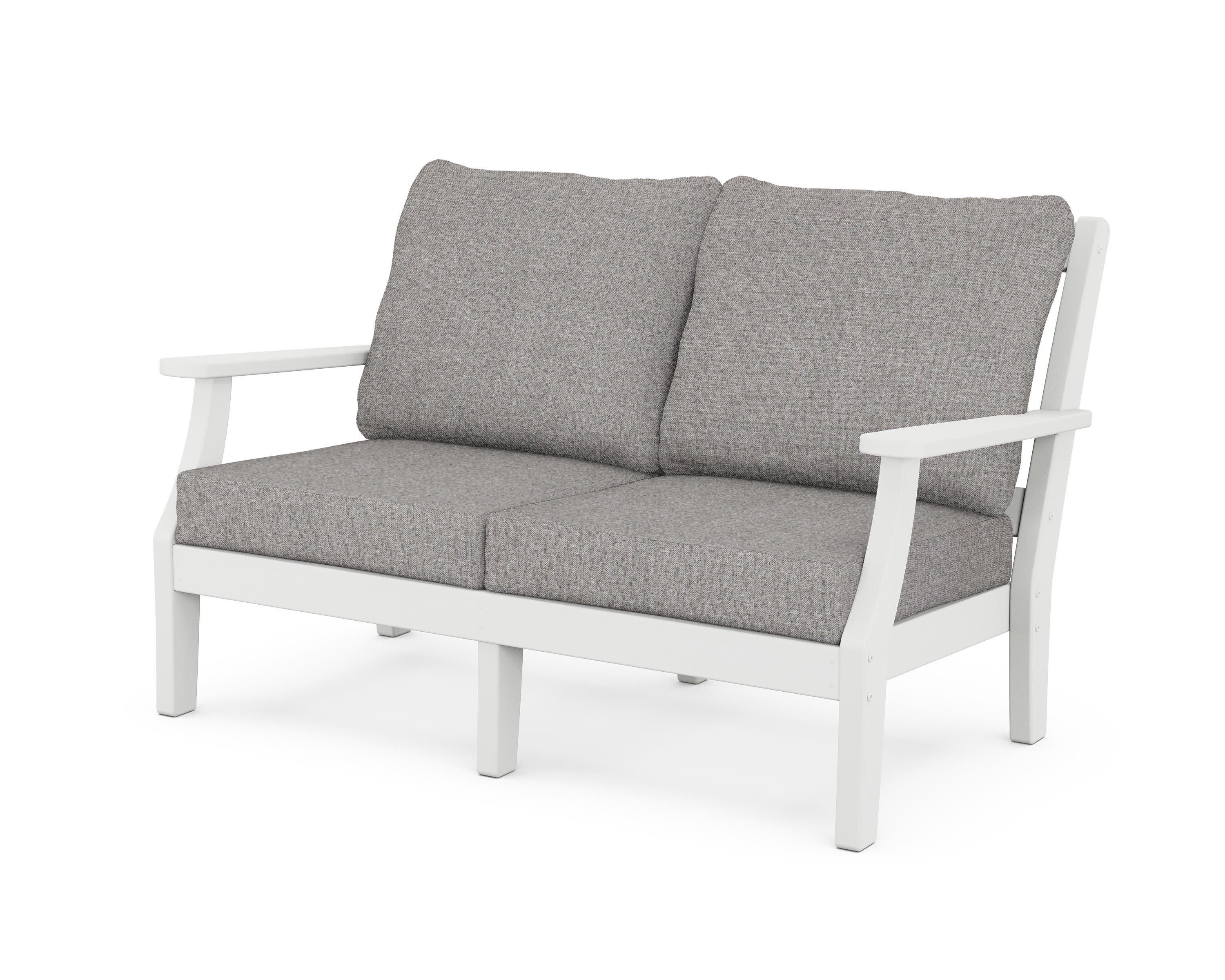 Chinoiserie Deep Seating Loveseat in White / Grey Mist