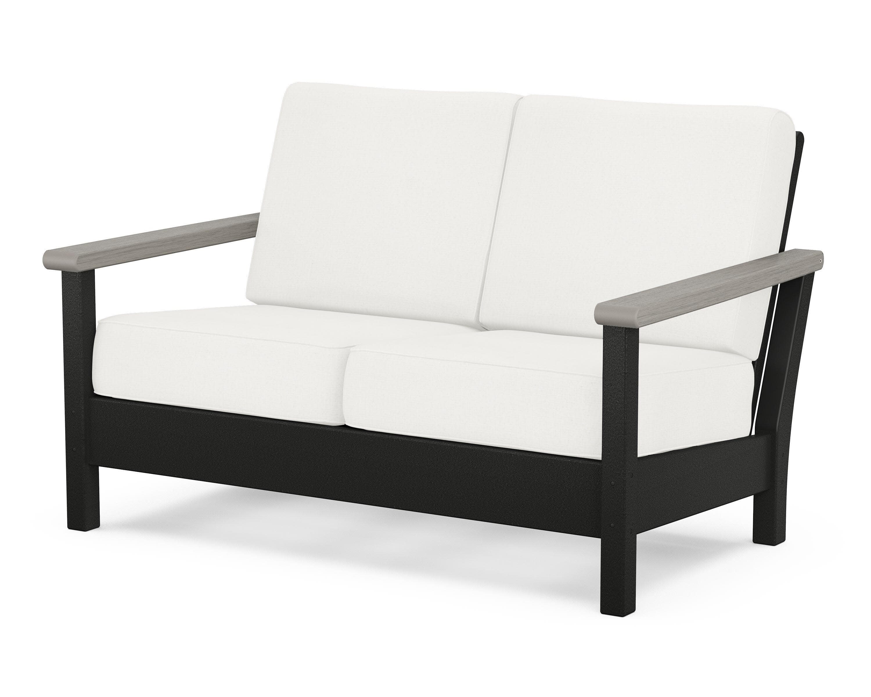 Harbour Deep Seating Loveseat in Black / Driftwood / Natural Linen