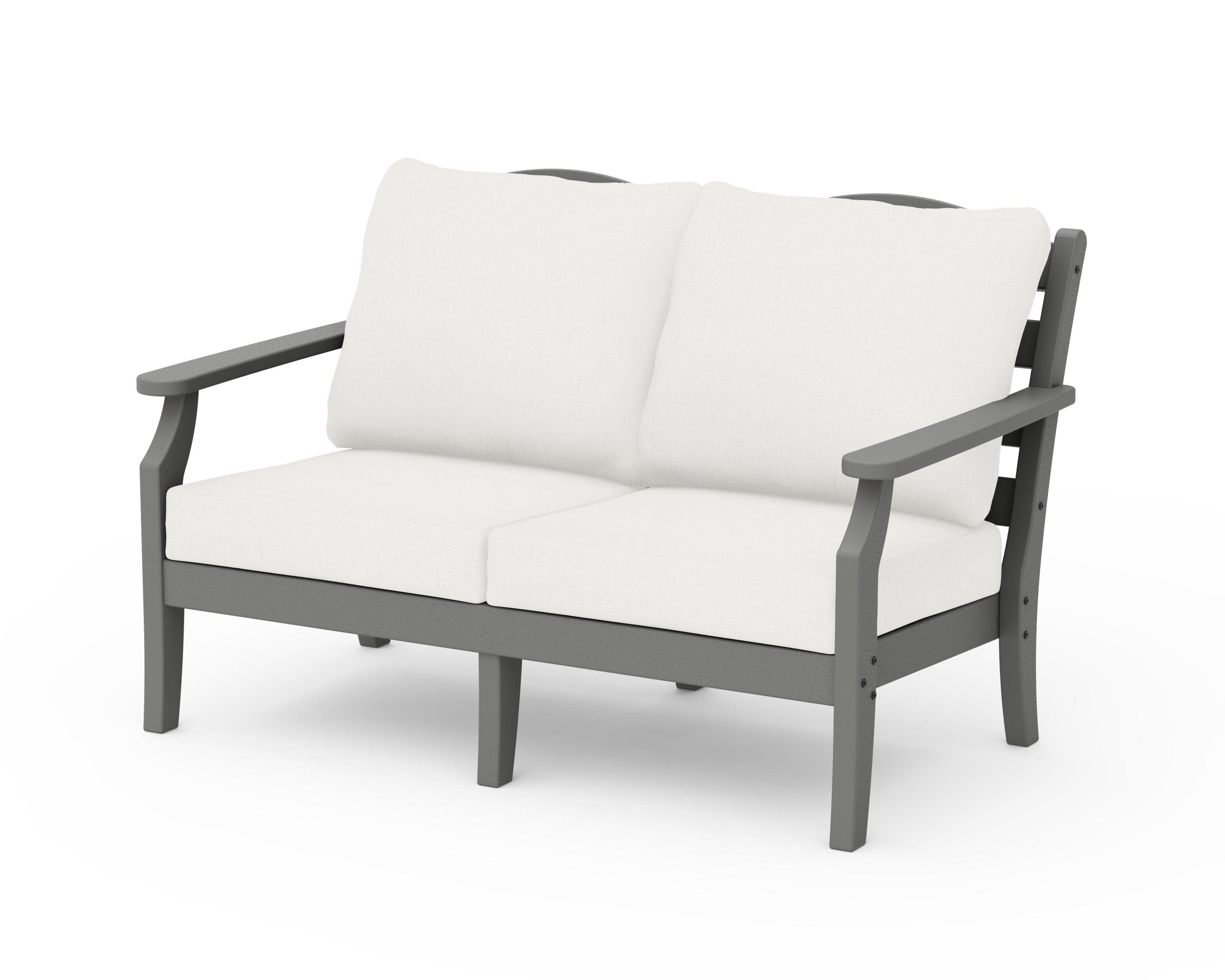 Savannah Deep Seating Loveseat in Slate Grey / Natural Linen