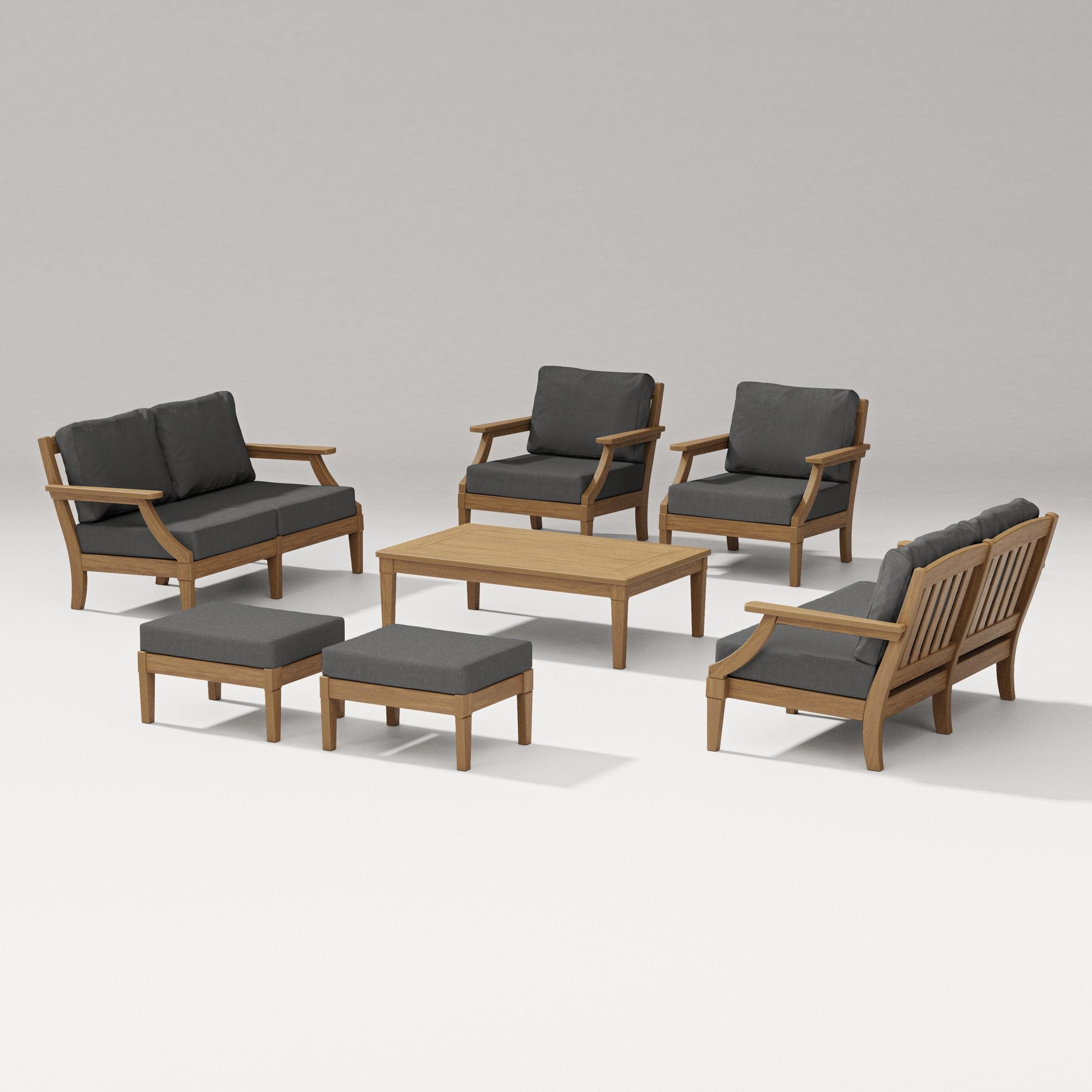 Estate 7-Piece Lounge Loveseat Set in Natural / Spectrum Carbon