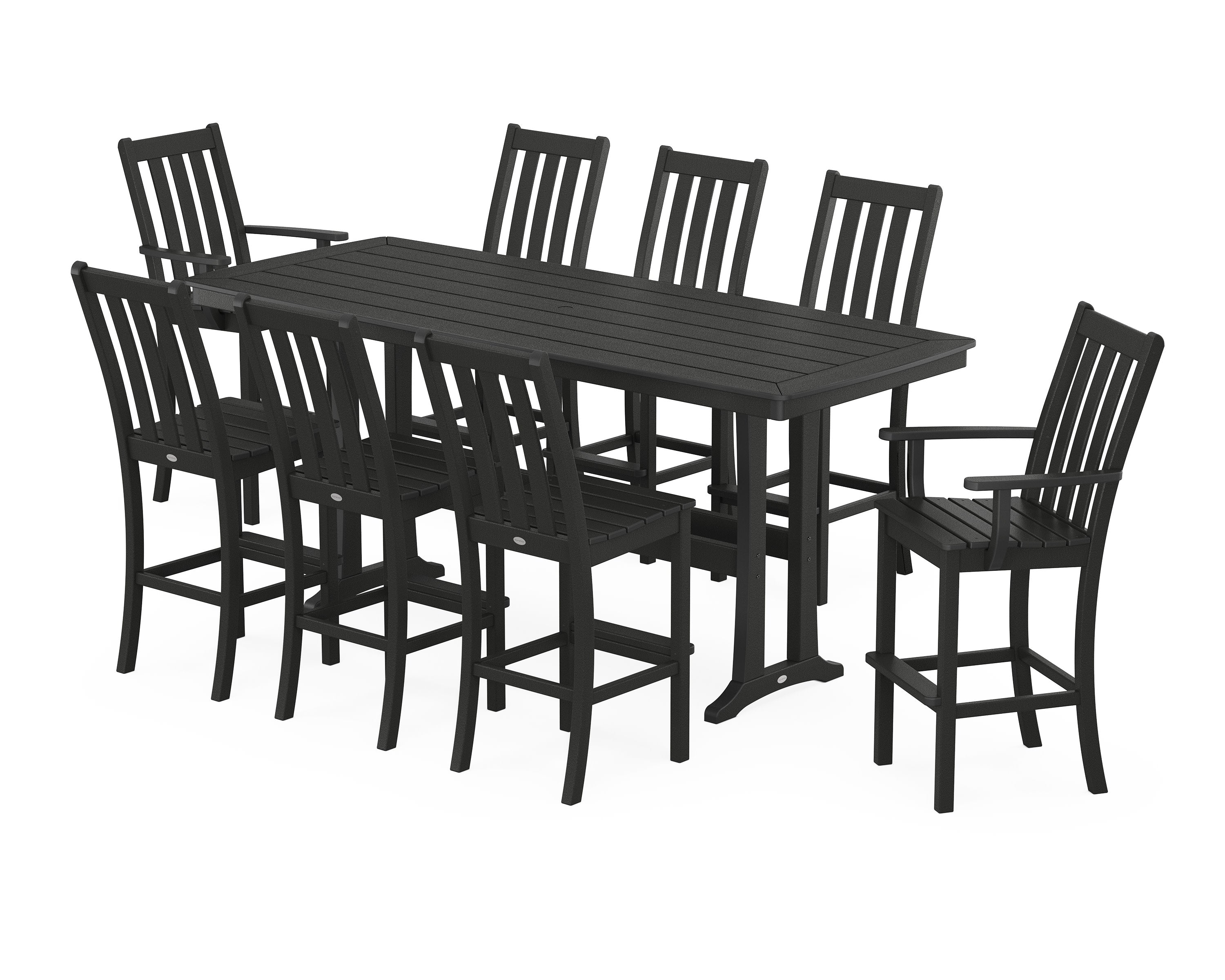 Vineyard 9-Piece Bar Set with Trestle Legs in Black
