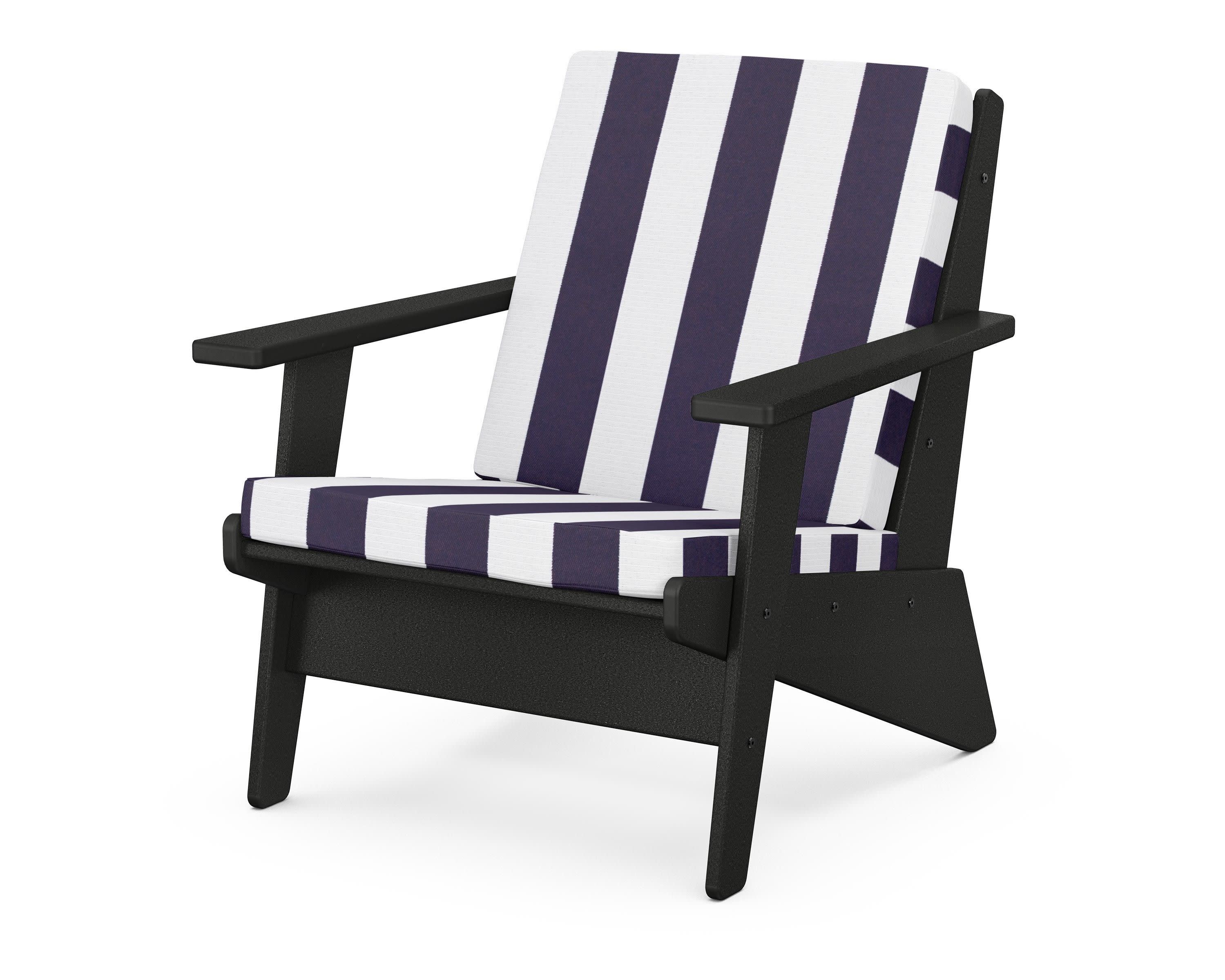 Riviera Modern Lounge Chair in Black / Cabana Stripe Navy