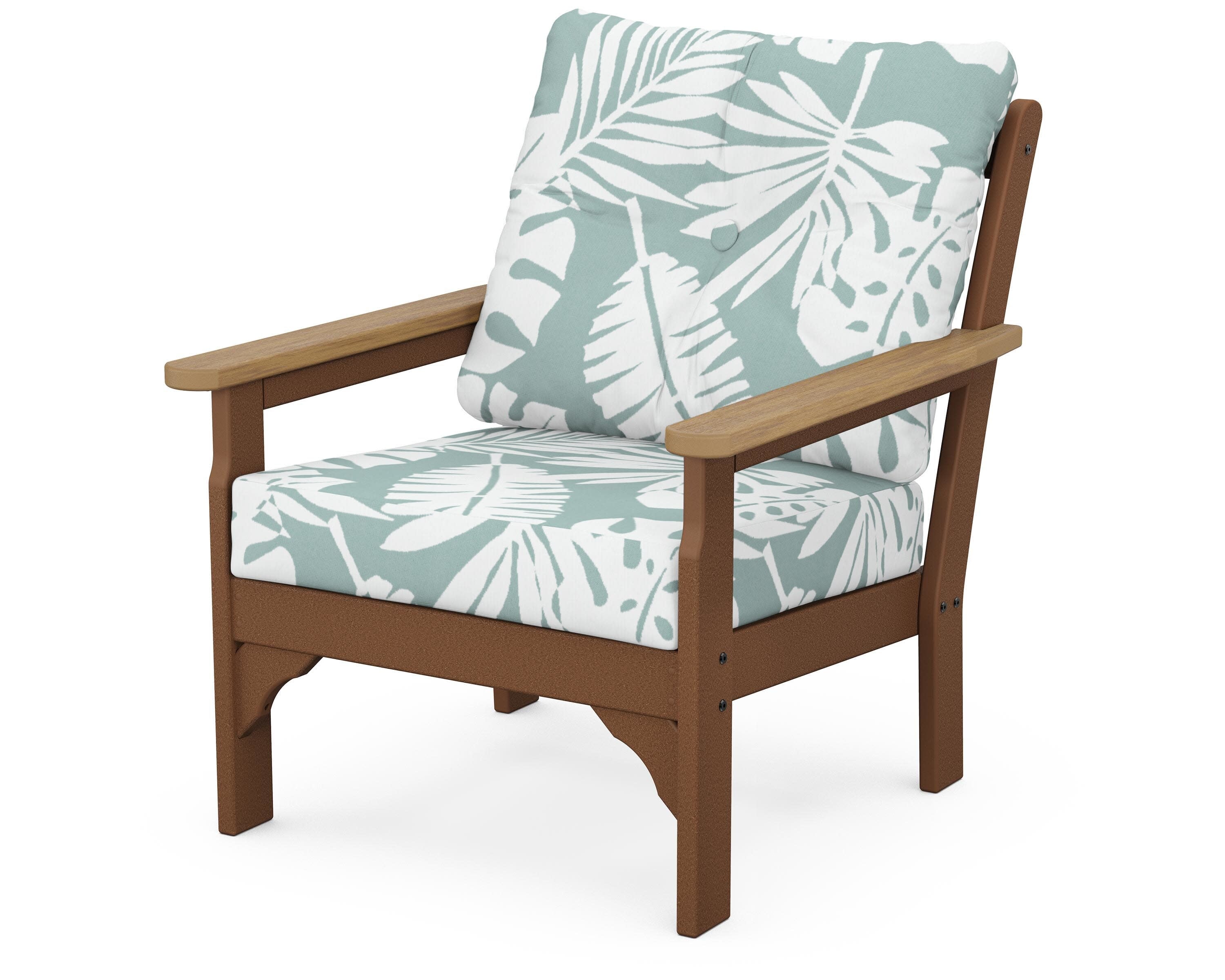 Vineyard Deep Seating Chair in Teak / Natural / Leaf Glacier Spa