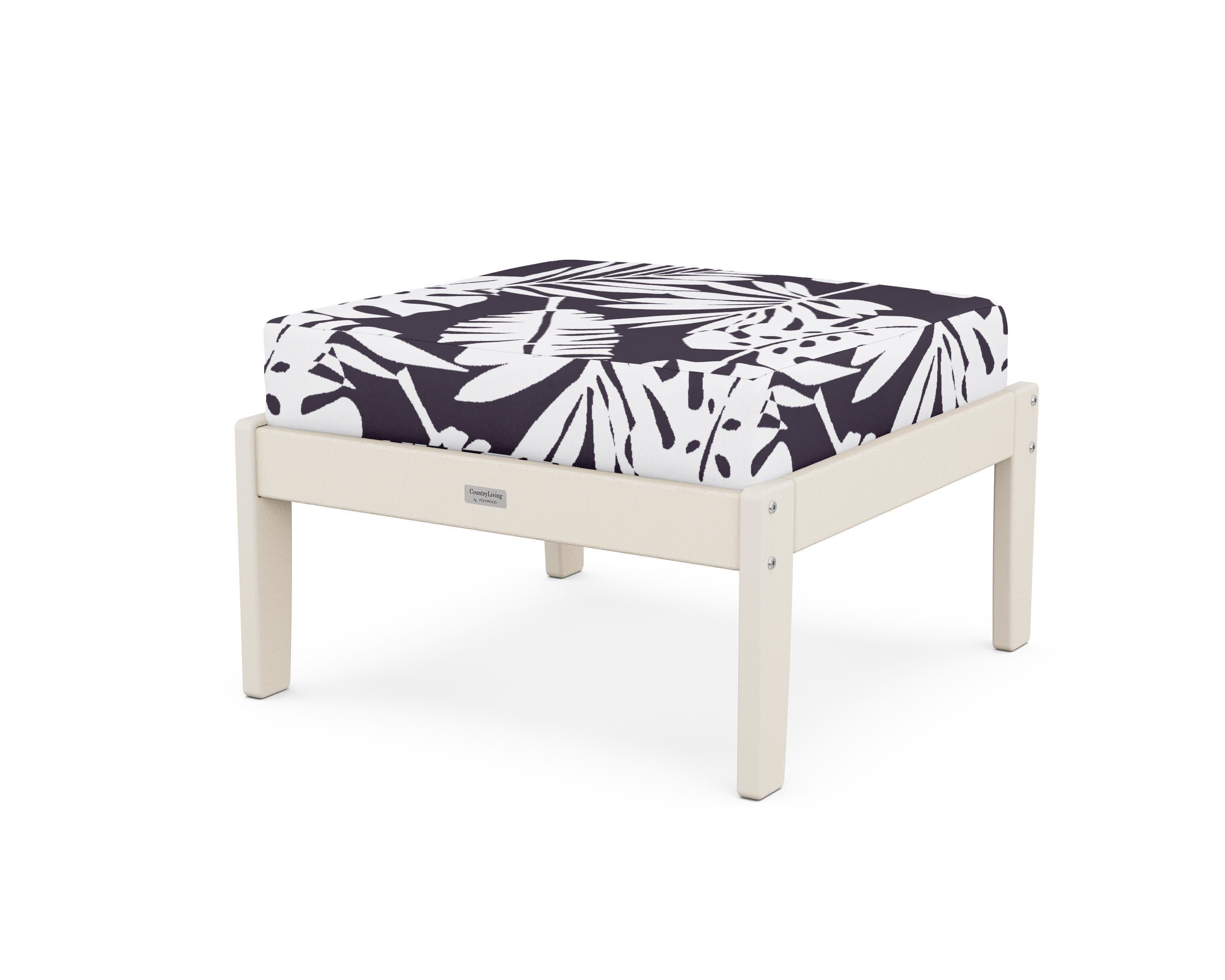 Cottage Deep Seating Ottoman in Sand / Leaf Navy