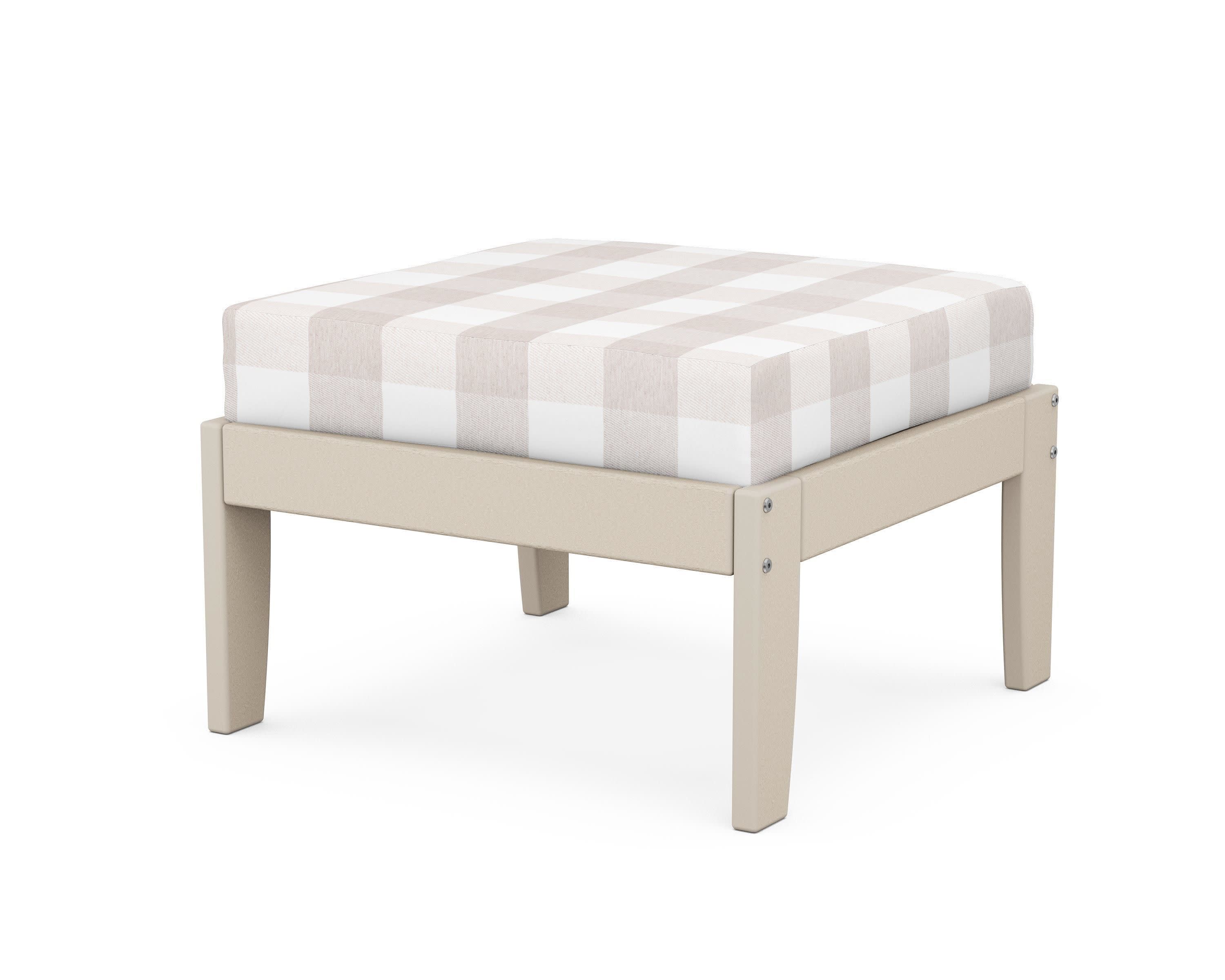Modular Ottoman - Classic in Sand / Buffalo Plaid Dune Burlap
