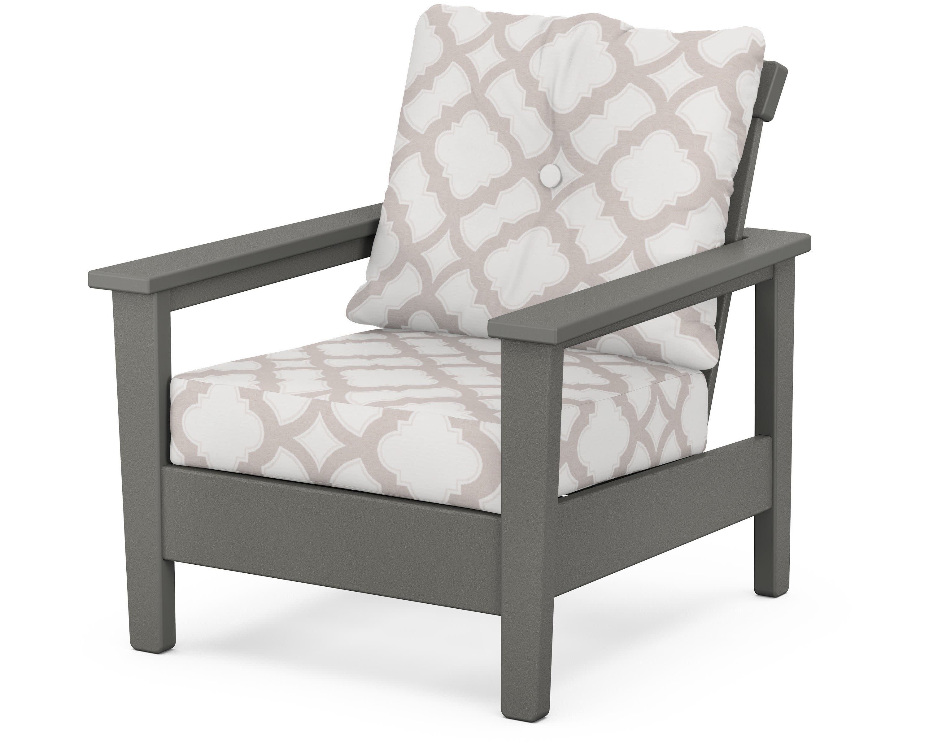 Prescott Deep Seating Chair in Slate Grey / Trellis Dune Burlap