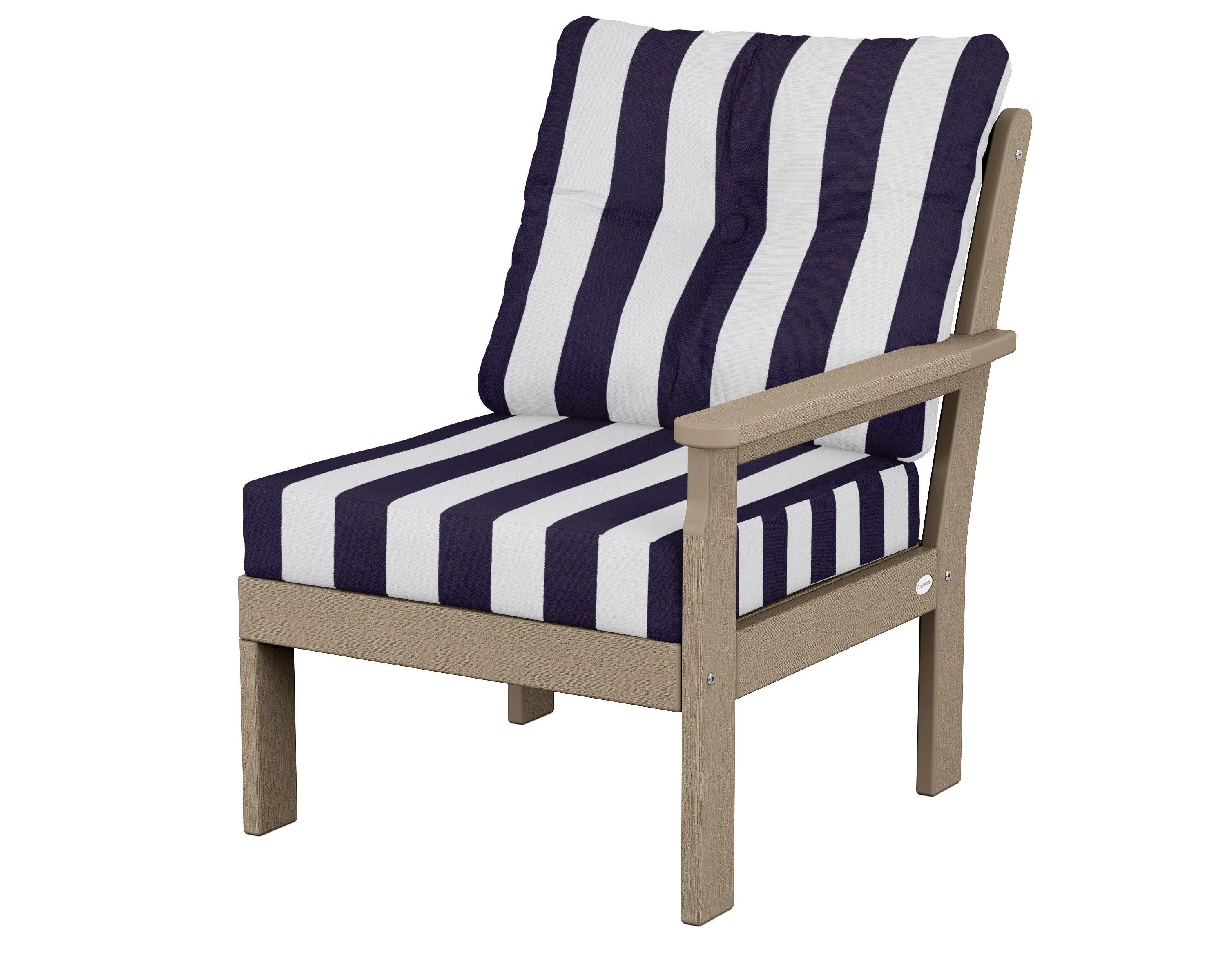 Vineyard Modular Right Arm Chair in Vintage Sahara / Cabana Stripe Navy