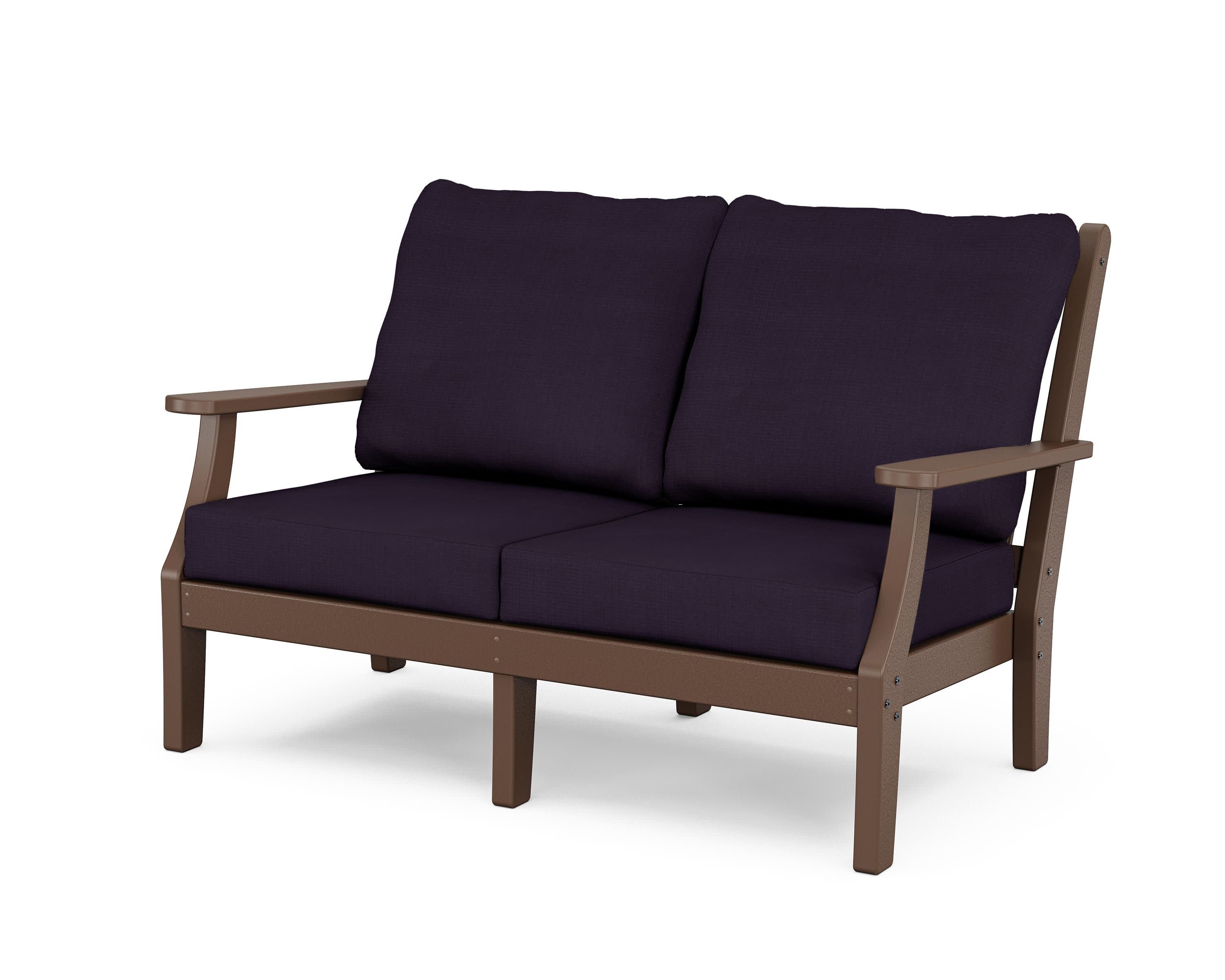 Wovendale Deep Seating Loveseat in Mahogany / Navy Linen