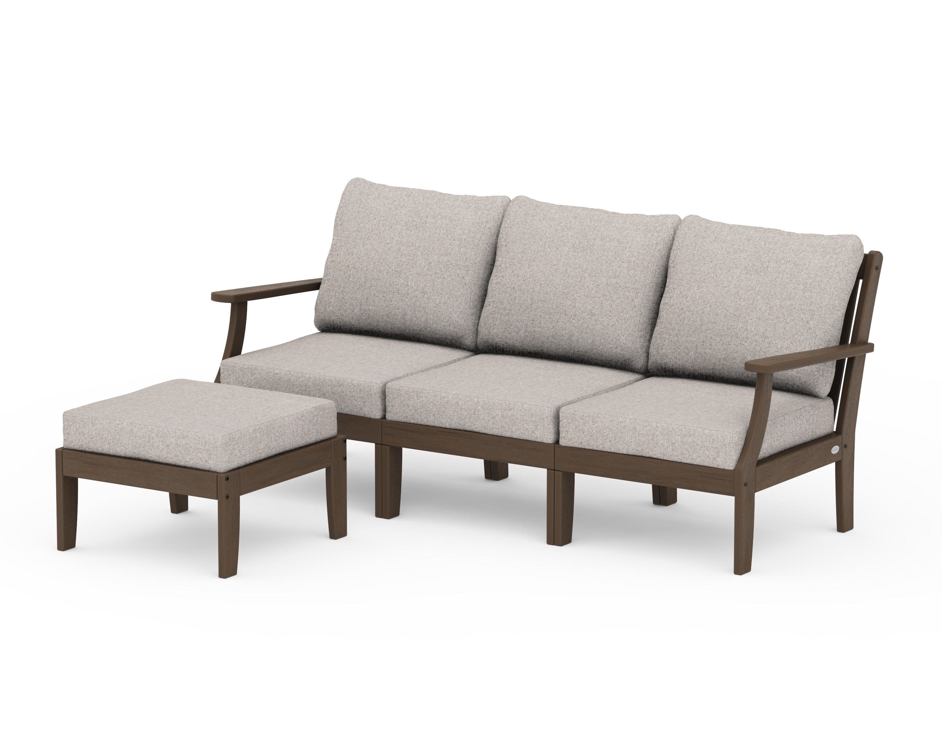 Braxton Modular 4-Piece Deep Seating Set with Ottoman in Kona / Weathered Tweed