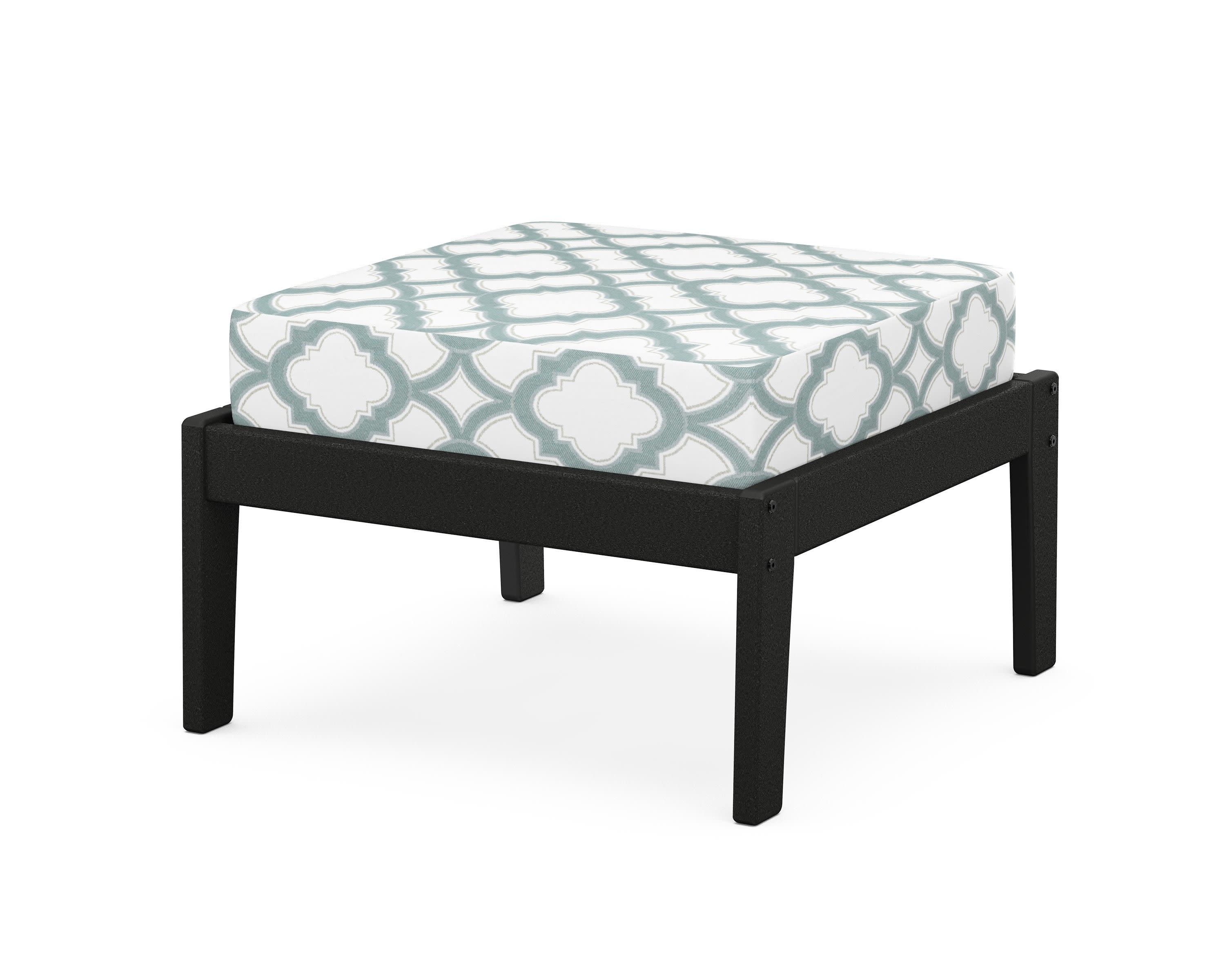 Deep Seating Ottoman in Black / Trellis Glacier Spa