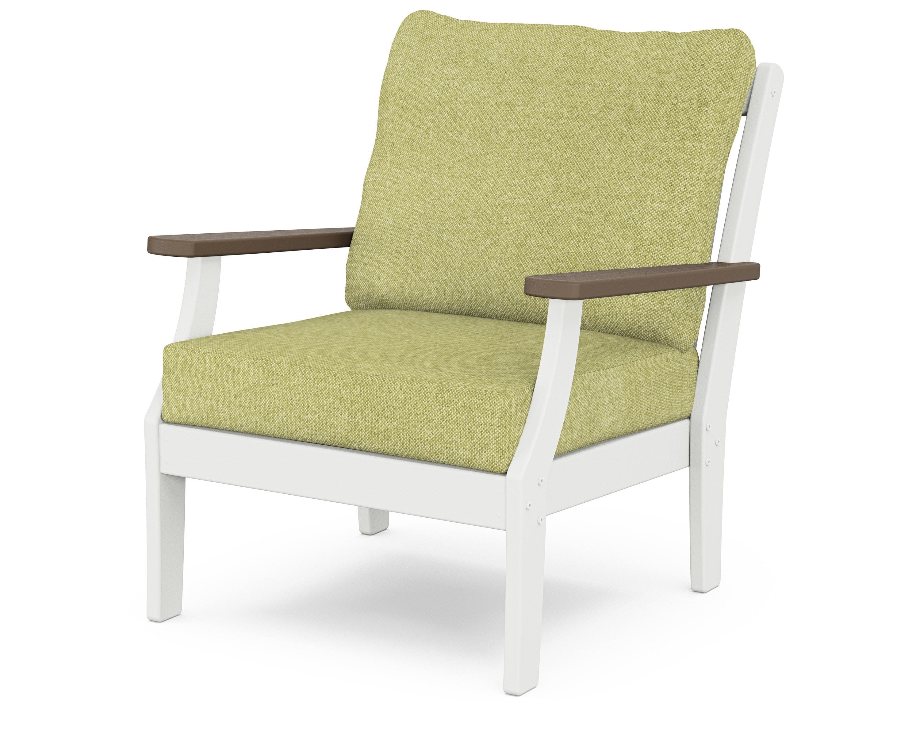 Braxton Deep Seating Chair in White / Kona / Chartreuse Boucle