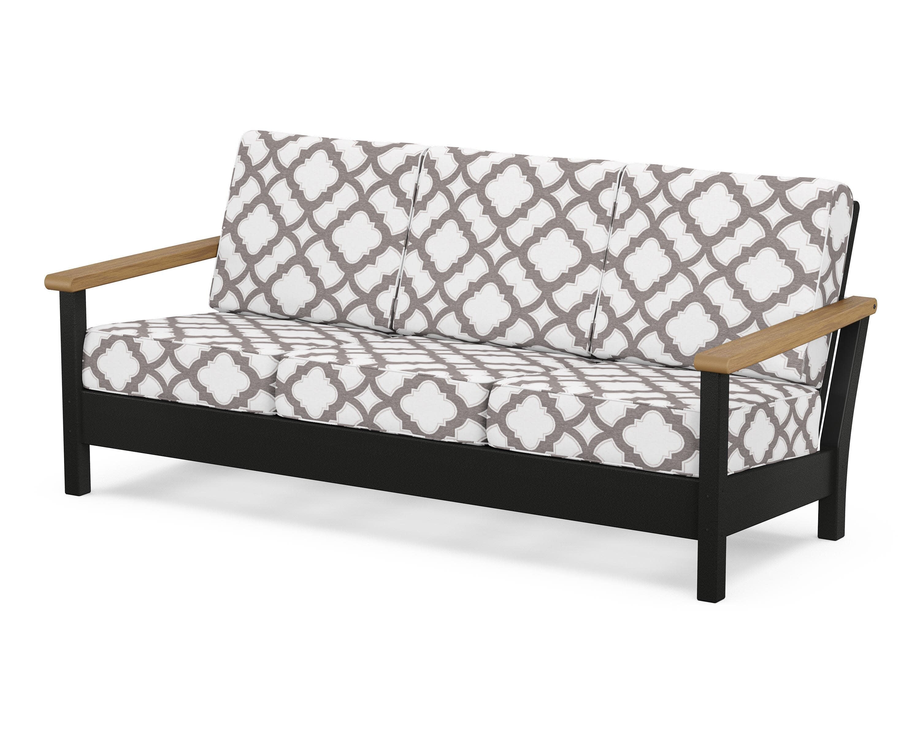Harbour Deep Seating Sofa in Black / Natural / Trellis Grey Mist