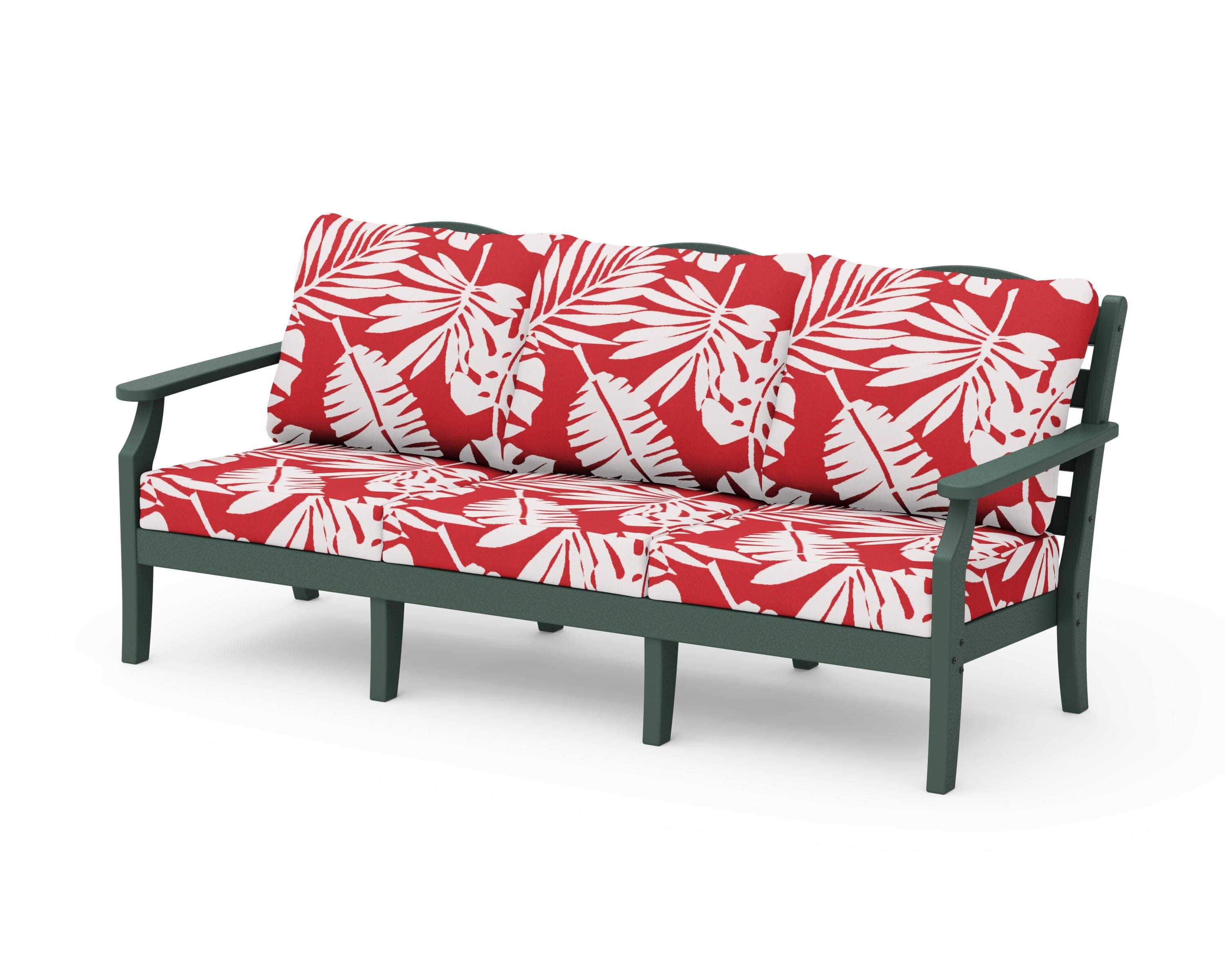 Savannah Deep Seating Sofa in Green / Leaf Crimson