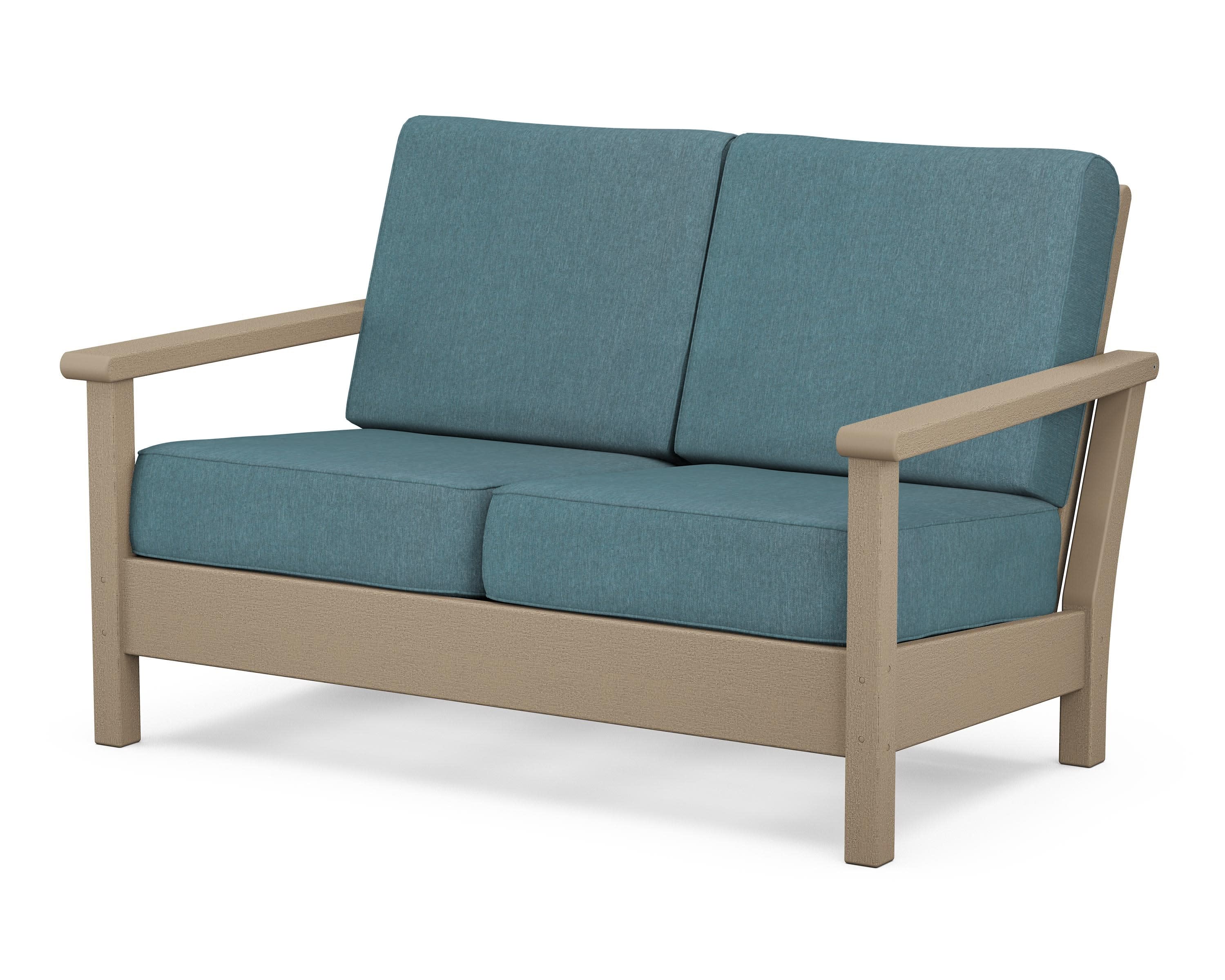 Harbour Deep Seating Loveseat in Vintage Sahara / Ocean Teal